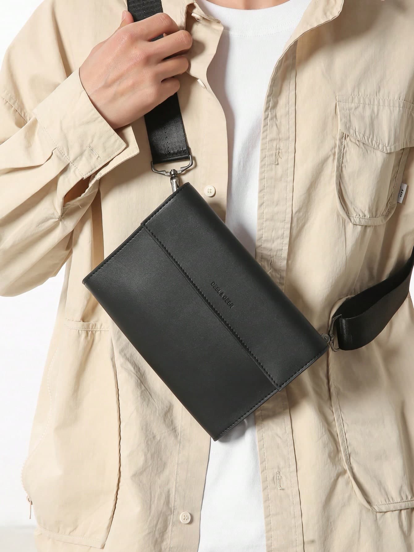 Korean Style Minimalist PU Flap Envelope Bag, Unisex Premium Texture Crossbody Chest Bag, Shoulder Bag, Small Square Bag/Minimalist Retro/Fashion Versatile/Business Bag/Phone Bag/Large Capacity Water-Resistant/Daily Commute