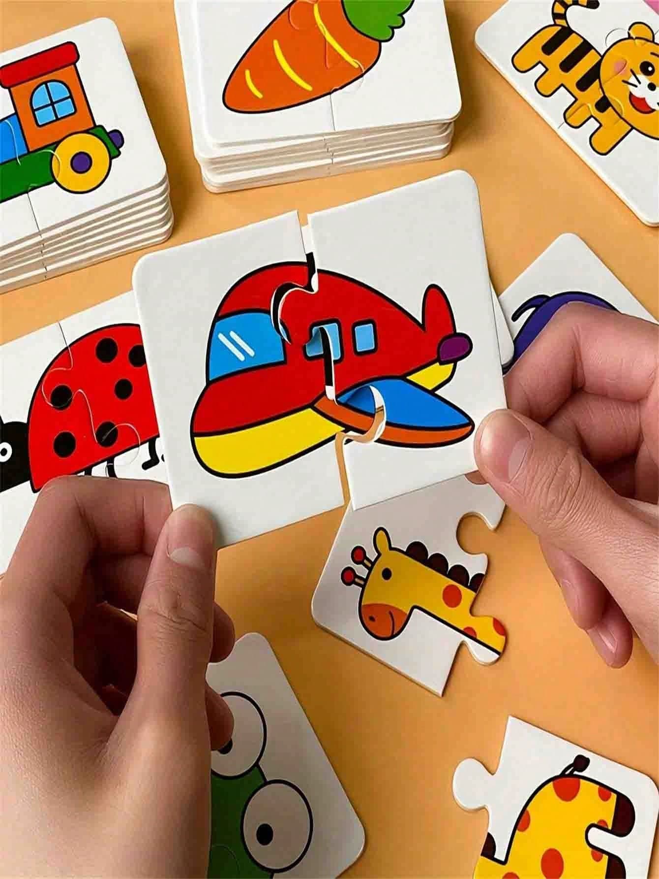 32Pcs Baby Puzzle Cards Toy,Toddler Matching Card Early Education Cognitive Card,Animal Matching Puzzles, Image Language Recognition Cards, Matching Games, Learning Educational Toy Gifts(32 Pxs In 16 Groups)