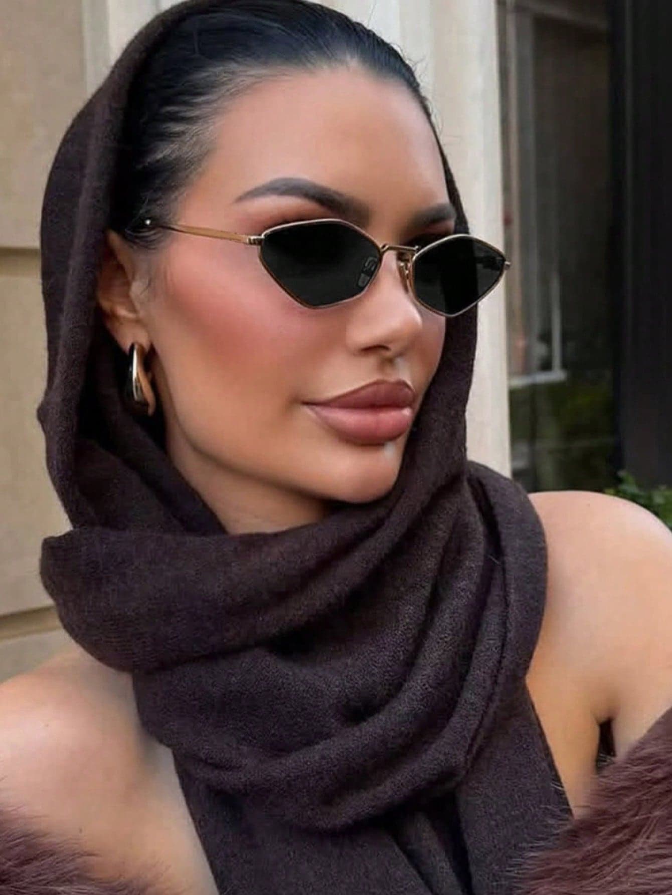 1 Pair Women's Gold Polygonal Metal Frame Solid Color Retro Fashion Glasses, Suitable For Street Style, Summer Beach Vacation, Outdoor Activities And Travel