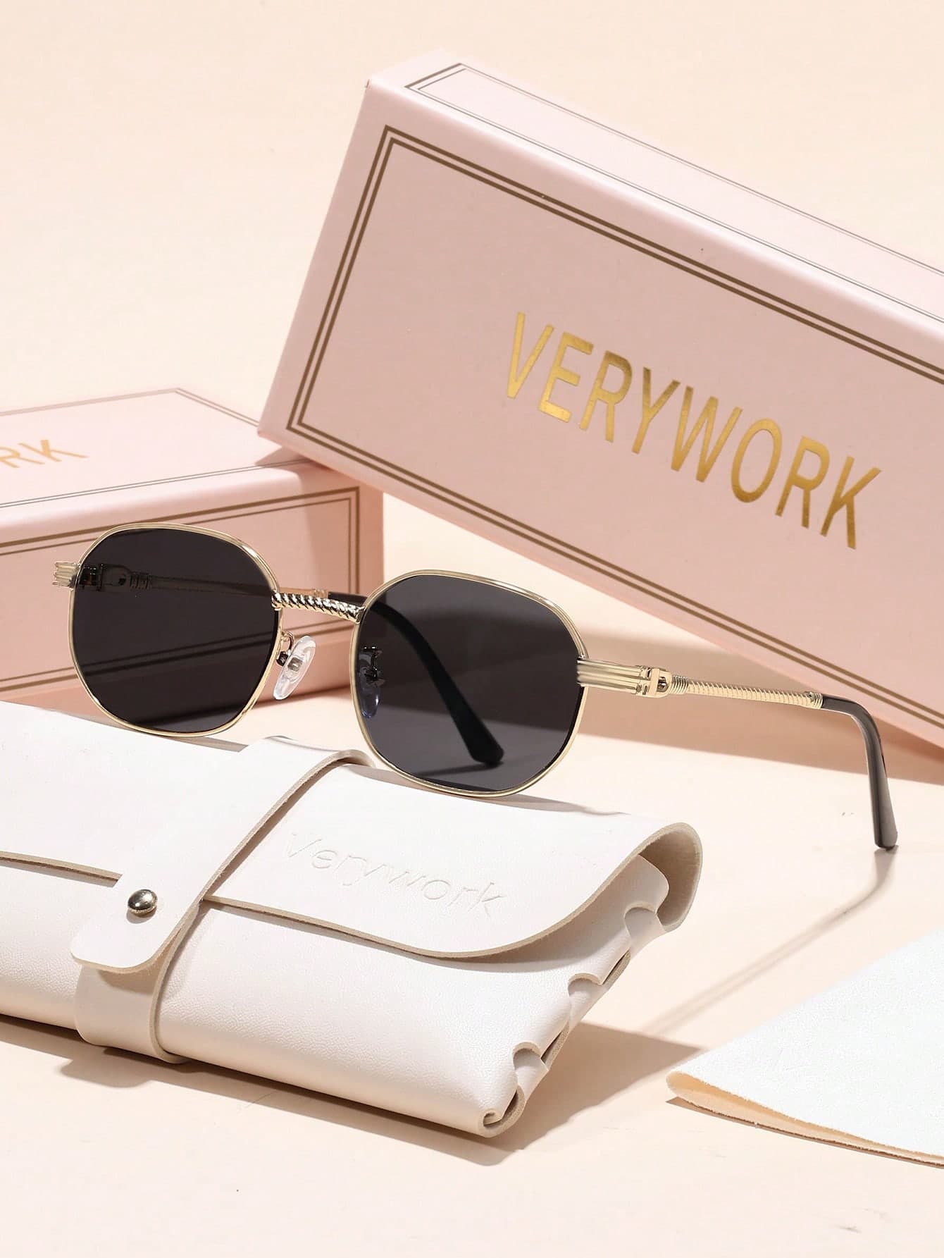 Verywork 1pc Copper Full Frame Geometric Decoration Ins Style Elegant Brand Design Women Fashion Eyeglasses For Summer Daily Life Musical Festival Tropical Beach Vacay Going Out Outfit Fashion Accessories Ideal Choice For Gift ,Back To School,Preppy Style,School Look