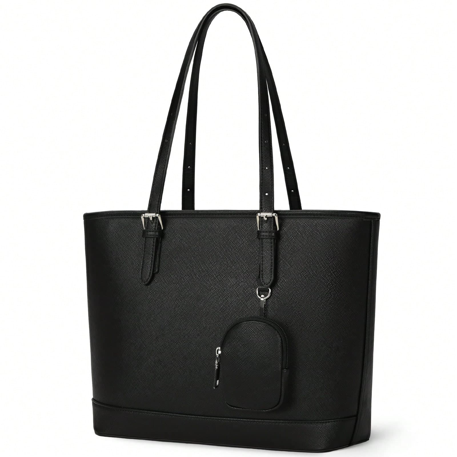 NEWHEY Women's PU Material Tote Bag, Shoulder Bag, Large Capacity Handbag With Detachable Small Pouch