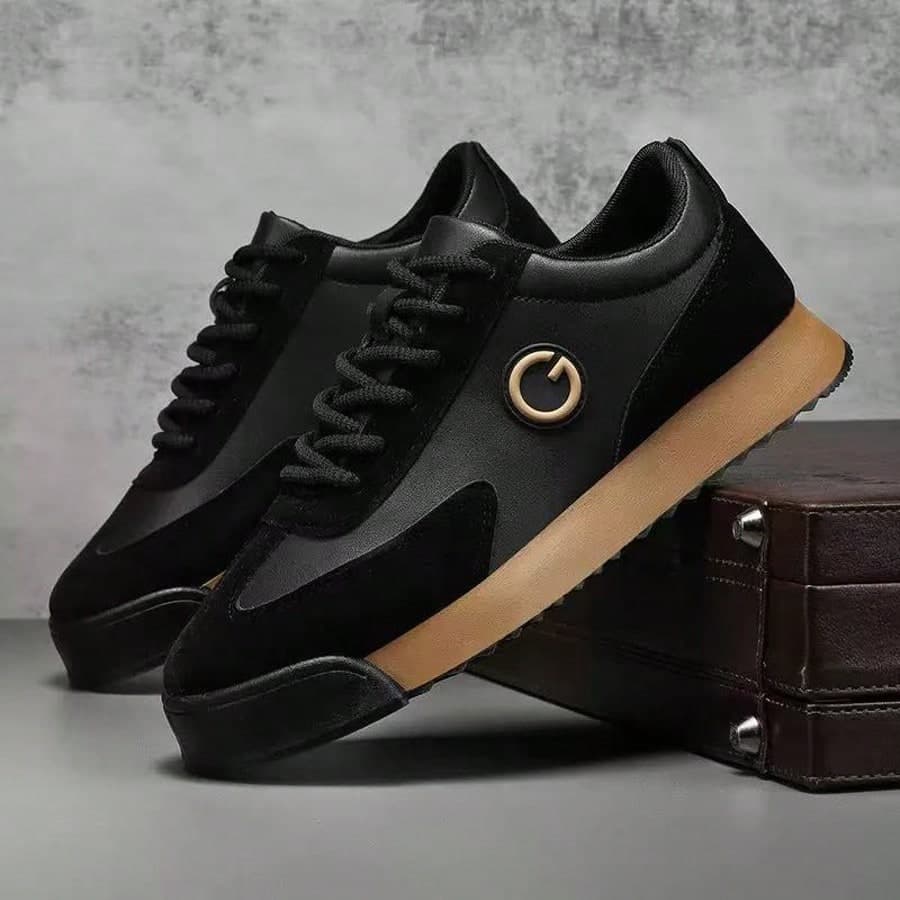 OBOVAY Men's Casual Sneakers, Thick Sole Lace-Up Round Toe Sport Shoes, Student/Party/Outdoor, Spring/Summer Running Shoes