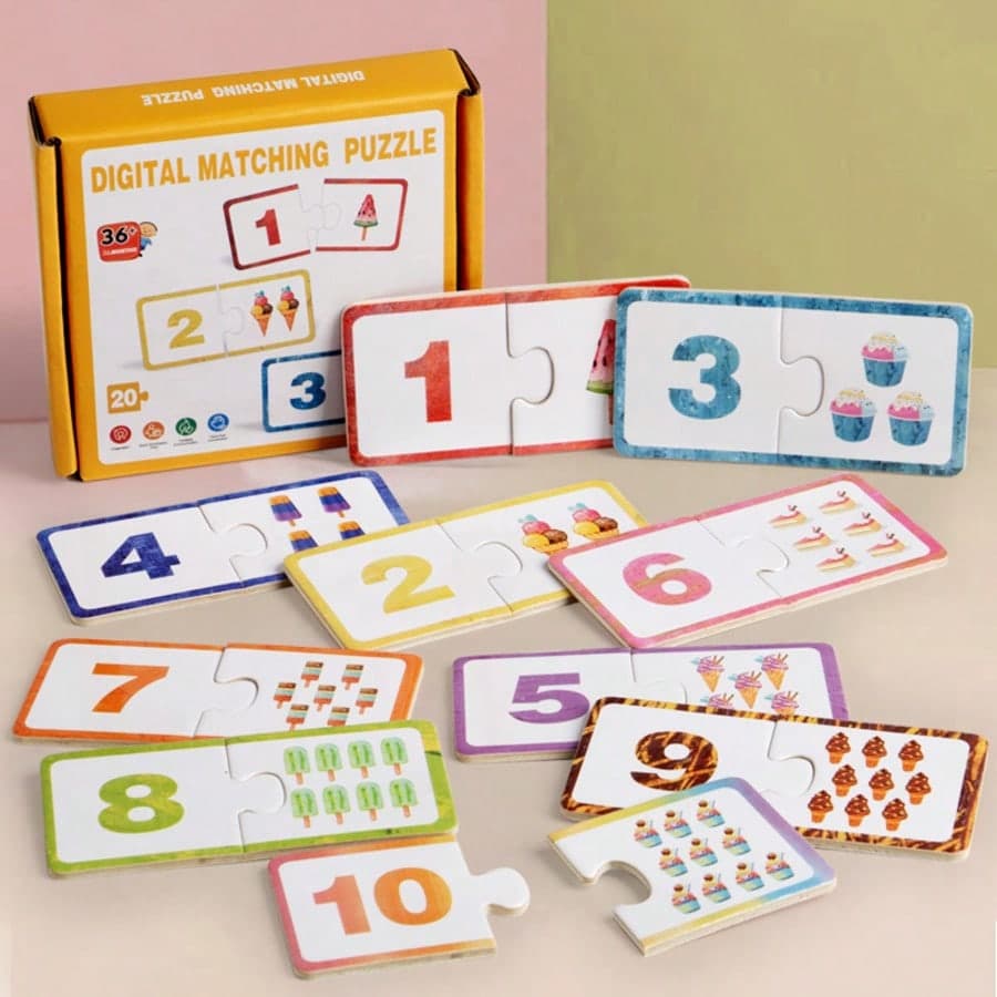 Kids Math Learning Number Matching Puzzle Toys, Number Recognition, Quantity Pairing, Home Math Early Education Toys, Numeracy Development Puzzle Toys, For 2-5 Years Old Children, Children's Day Gift, Preschool Gift