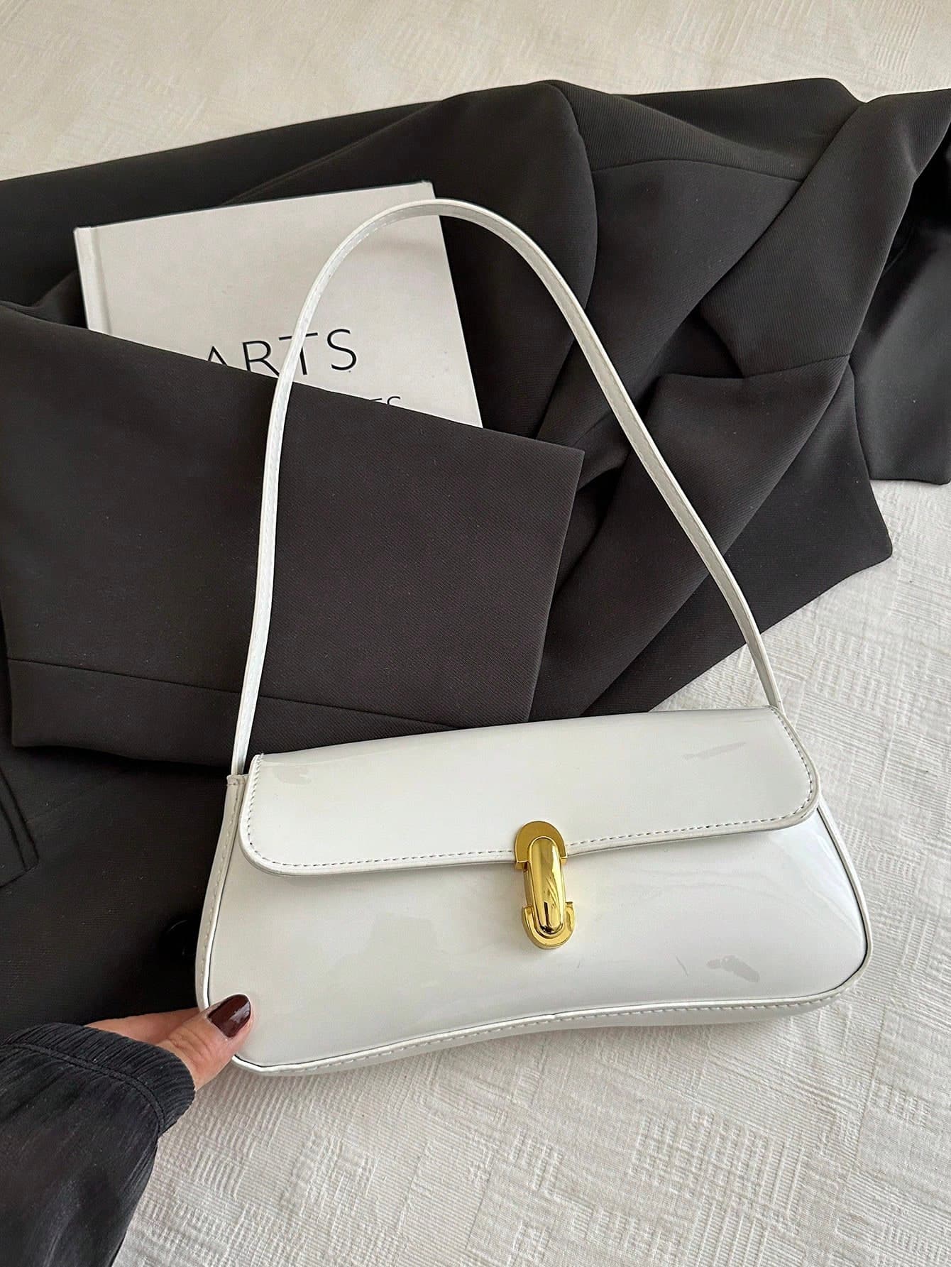 FRIFUL Women's Retro Faux Leather Flap Decor Underarm Shoulder Bag, Suitable For Dates, Outings, Parties And Other Occasions
