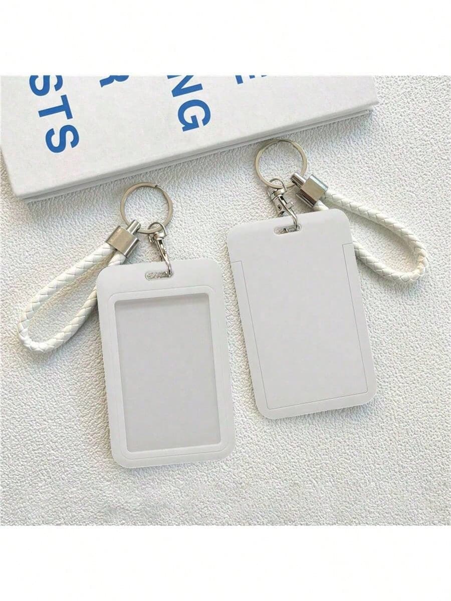 1pc Macaroon Color ABS Plain Stylish Cartoon Retractable Card Holder, Student Wristband Card Holder, Women Card Holder, ID/Bus Pass Protector, Student Campus Card Protector