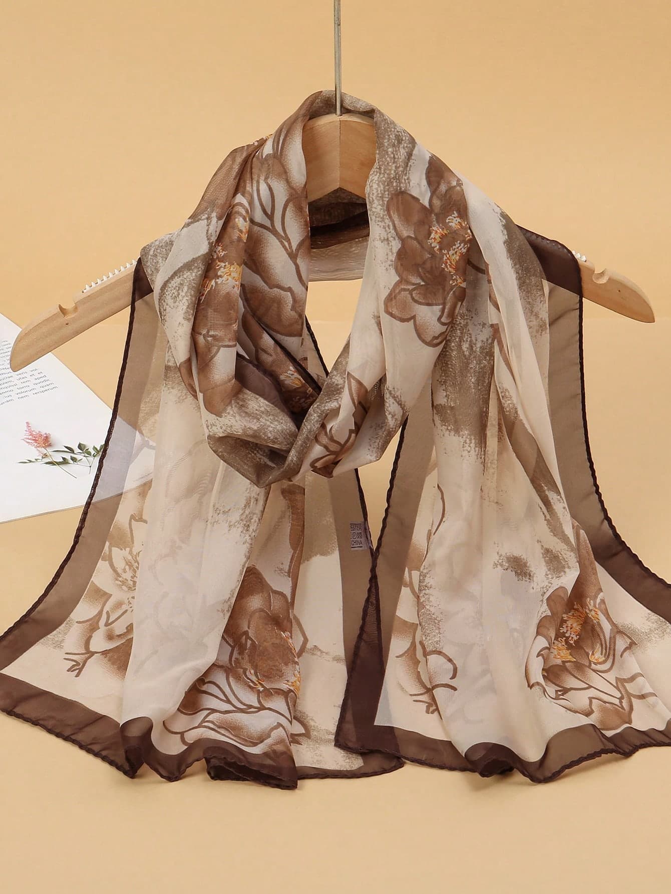 1pc Women Vintage Floral Print Light Weight Breathable Neck Scarf Shawl, Elegant Design For Daily Wear For Dress