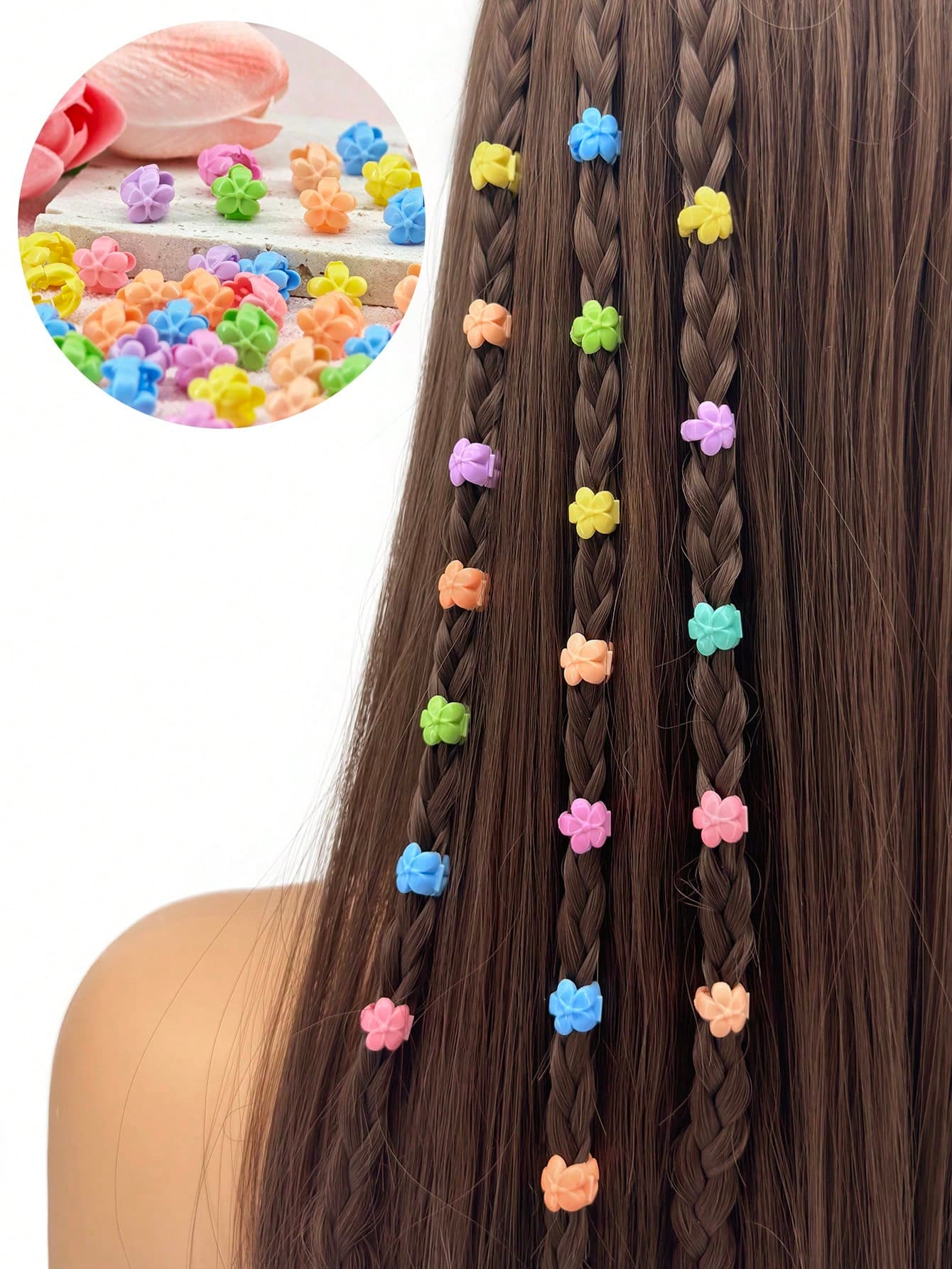 60pcs Braid Beads Hair Accessories, Cute Candy Color Plastic Hair Clips, Summer Hair Clips Hair Ornaments, Dreadlock Hair Accessories, For Party Use
