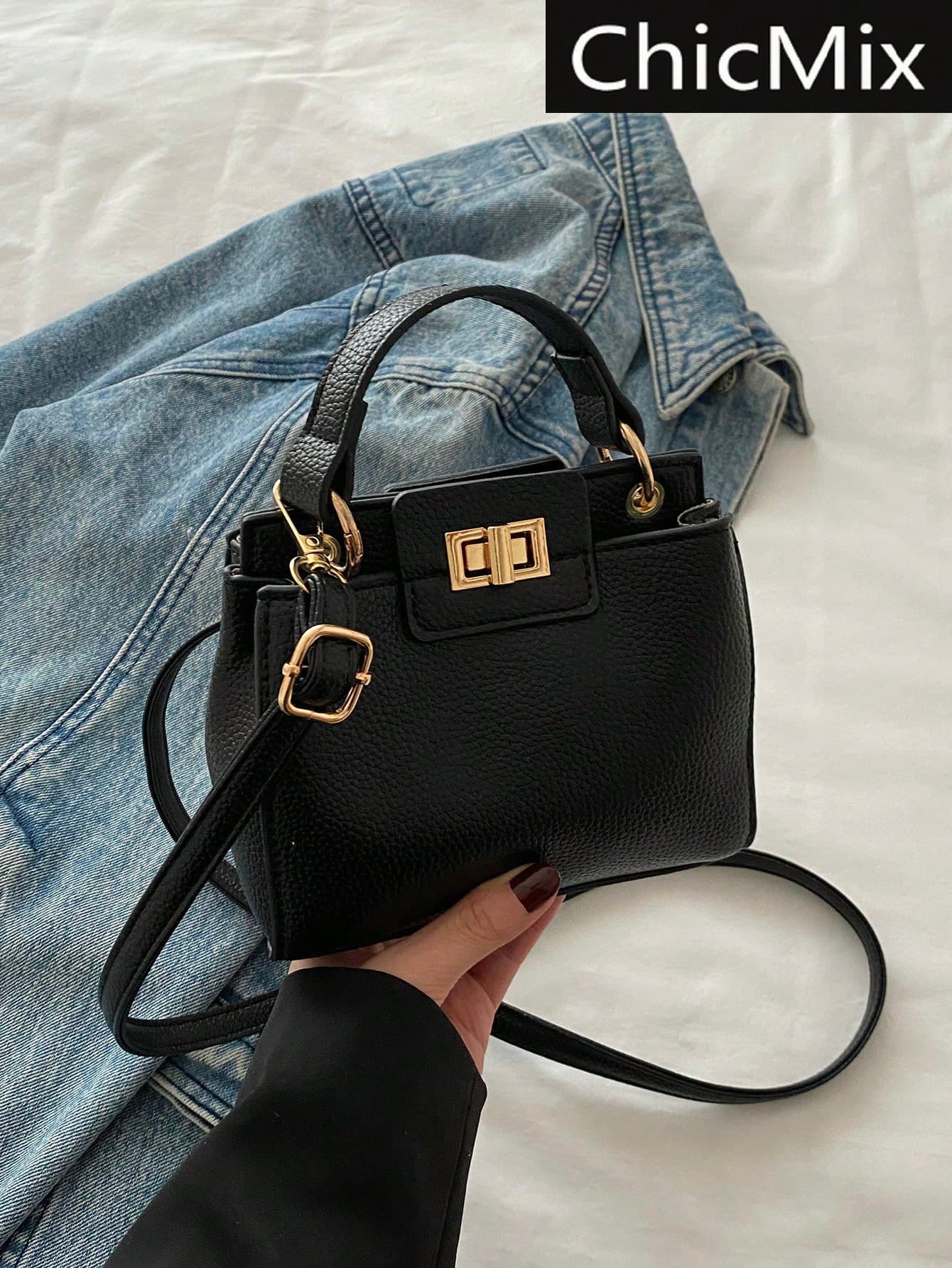 Mini Fashionable Solid Color Metal Lock Shoulder Crossbody Bag, Minimalist Multi-Pocket Handbag, Suitable For Shopping, Wallet Carrying, Young Women, College Students, Career Starters, Office Ladies. Also Suitable For Office, University, Work, Business, Commuting, Outdoor Activities, Travel And Excursions.