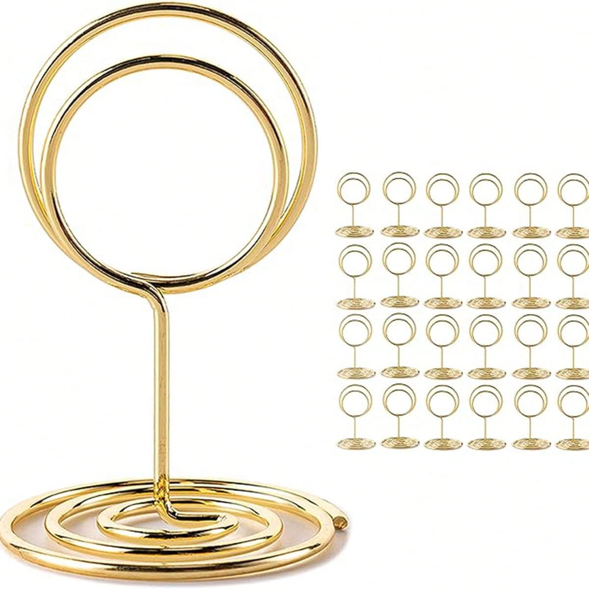 30pcs Round Name Card Holder, Metallic Photo Clips, Golden Memo Clips For Wedding Event, Birthday Party, Hotel, Office, Restaurant Menu, Table Number Stand