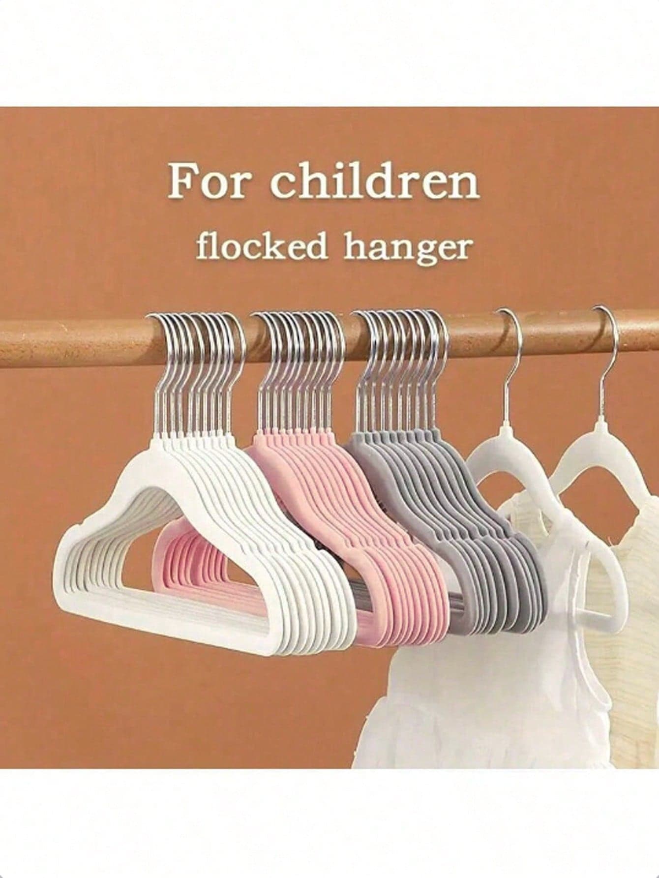 20pcs/10pcs Assorted Flocked Kids Clothes Hangers, Non-Slip Drying Racks, Flocked Baby Hangers - Non-Slip Hangers Suitable For Infant, Toddler, Baby Clothes - Wardrobe Children Hangers With Slim Design, Essential Home Storage