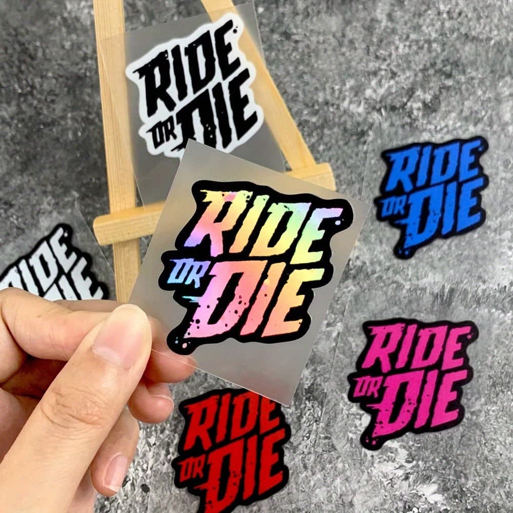 5pcs "RIDE OR DIE" Bicycle Stickers, Waterproof PET Material, Scratch-Resistant, Vibrant Colors, Can Decorate Bicycle Frame, Suitable For Road Bikes, Bicycles, Mountain Bikes, Cycling Decoration Accessories, Ideal Choice For DIY Enthusiasts And Cycling Lovers.
