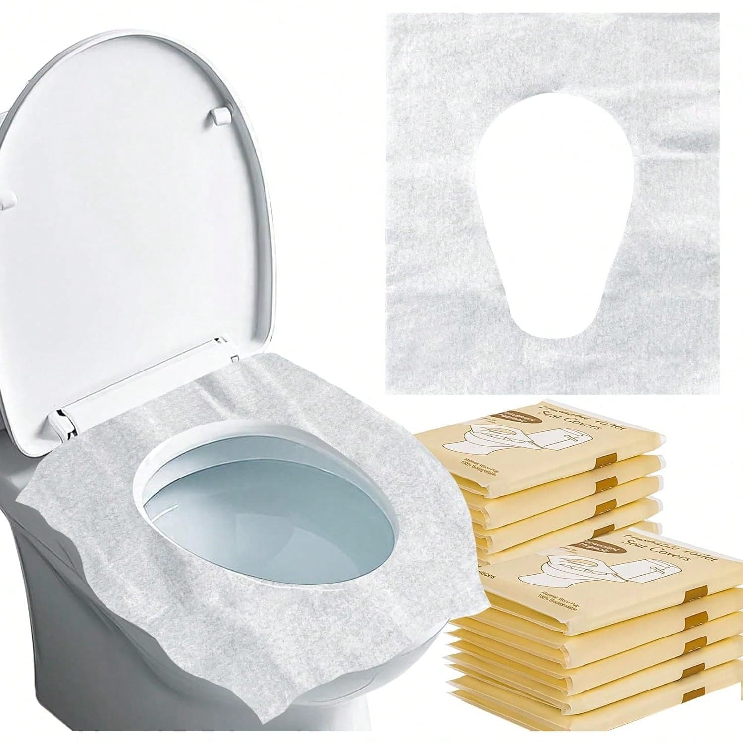 20/50/100pcs Disposable Toilet Seat Covers - Portable Toilet Seat Paper Liners, Flushable, Suitable For Bathroom, Travel, Camping, Hotel And More