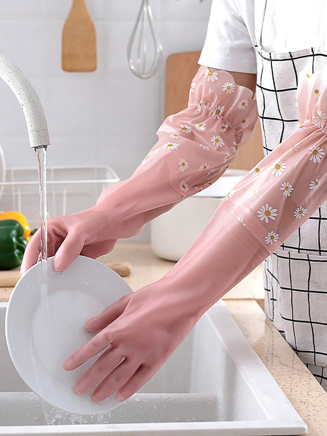 3/1pc Cleaning Gloves, Laundry Gloves, Dishwashing Gloves, Extended Cuff, Kitchen Bathroom Home Supplies, Easy To Clean, Suitable For Kitchen, Bathroom, Home