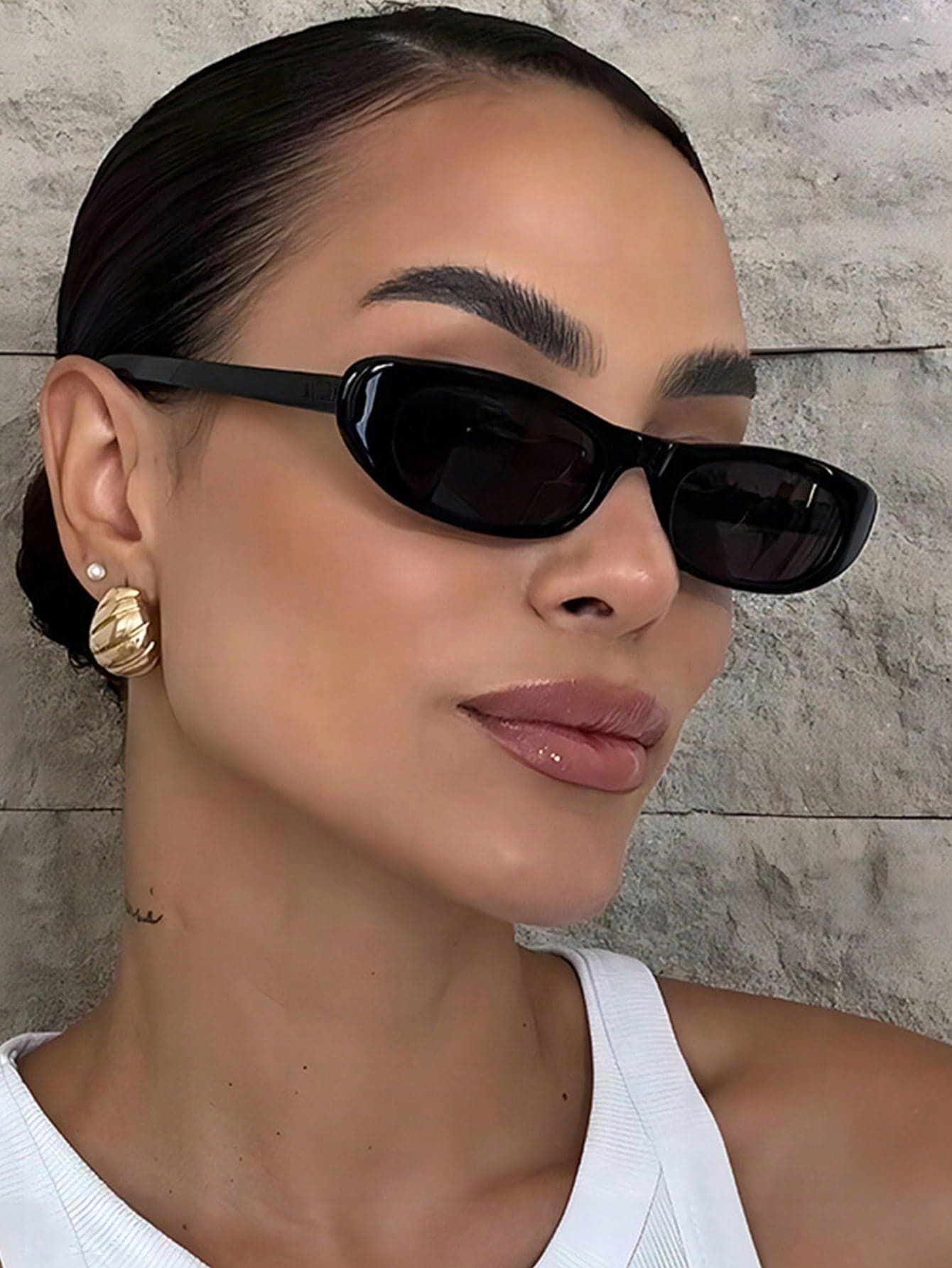 1pc Women's Black Cat Eye Retro PC Small Frame Outfit Street Style Fashion Glasses Preppy Style For Back To School Square Shape
