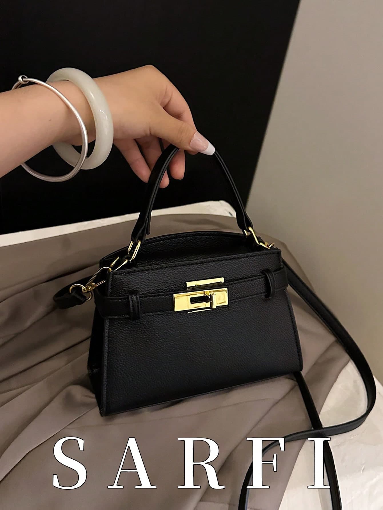 Fashionable High-End Litchi Grain Women's Handbag, Minimalist Adjustable Shoulder Strap Shoulder/Crossbody Bag
