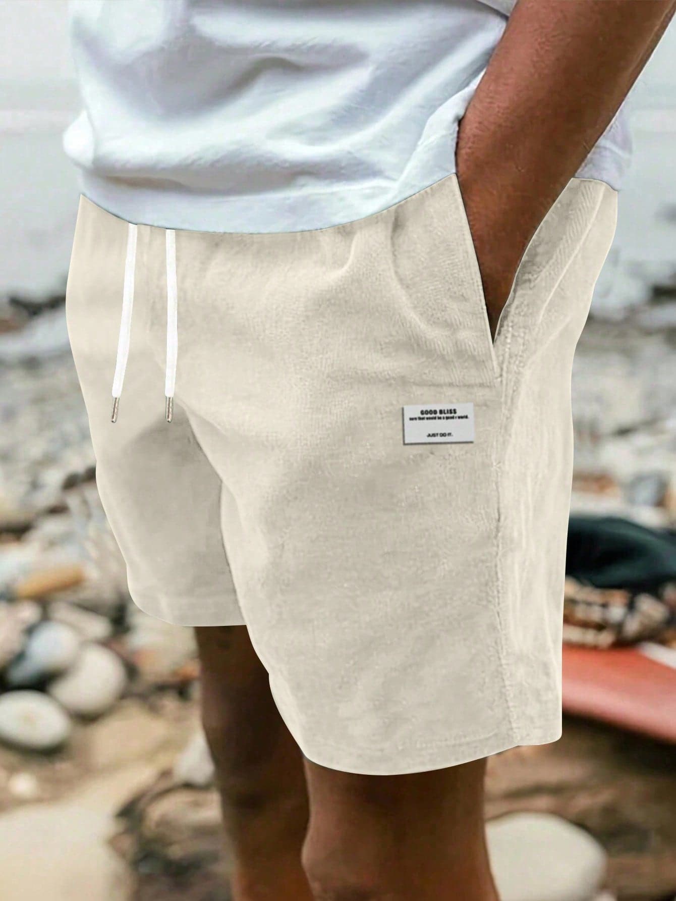 Men's Corduroy Straight Leg Bermuda Shorts, Casual Personalized Printed Simple Loose Comfortable Leisure Shorts, Summer