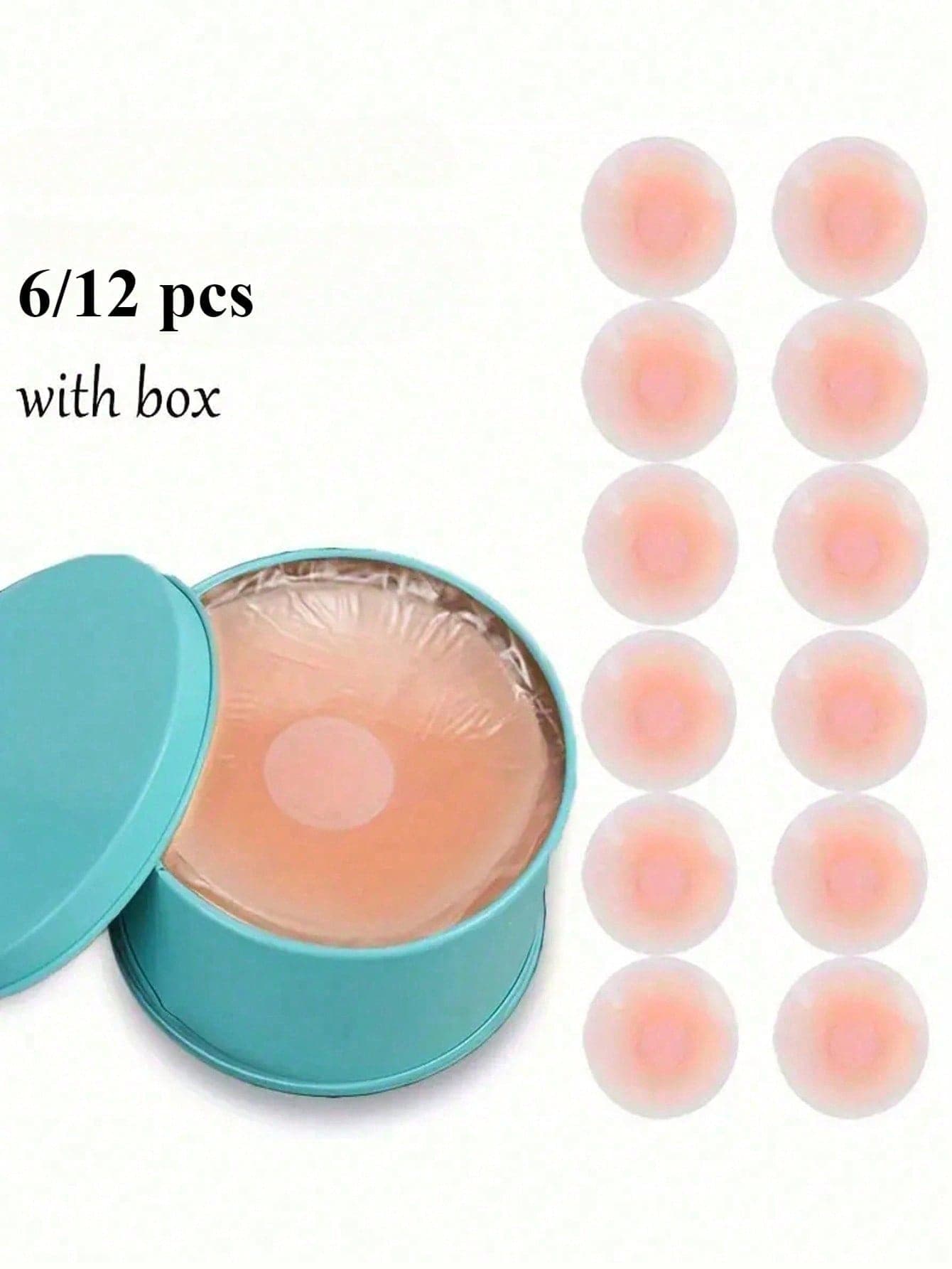 2/6/12 PCS Nipple Covers For Women,Reusable Nipple Coverings,Nipple Pasties, Reusable Silicone Adhesive Invisible Pasty Nipple Covers With Travel Box