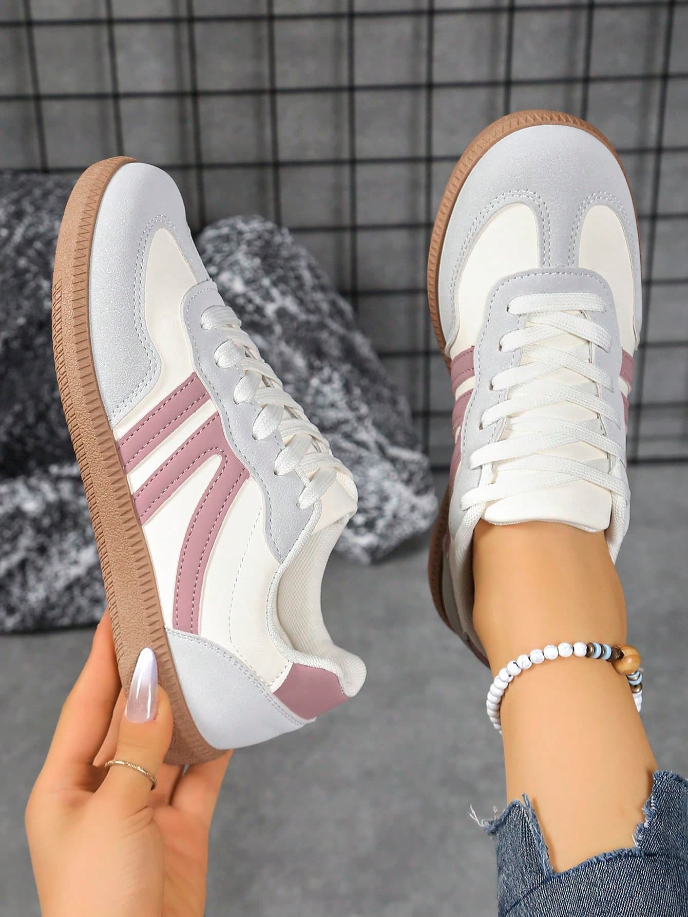 Hidkat Women's Casual Flat Non-Slip Splice Color Breathable Outdoor Sport Shoes, Spring/Summer/Autumn