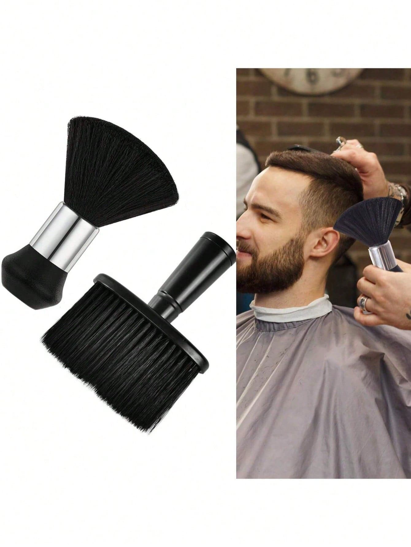 2pcs Neck Brush/Neck Duster Brush/Haircutting Brush, Used To Remove Loose Hair, Professional Haircutting Brush, Soft Haircutting Brush/Neck Duster Brush, Haircutting Accessories, For Grooming Hair Around Neck And Ears