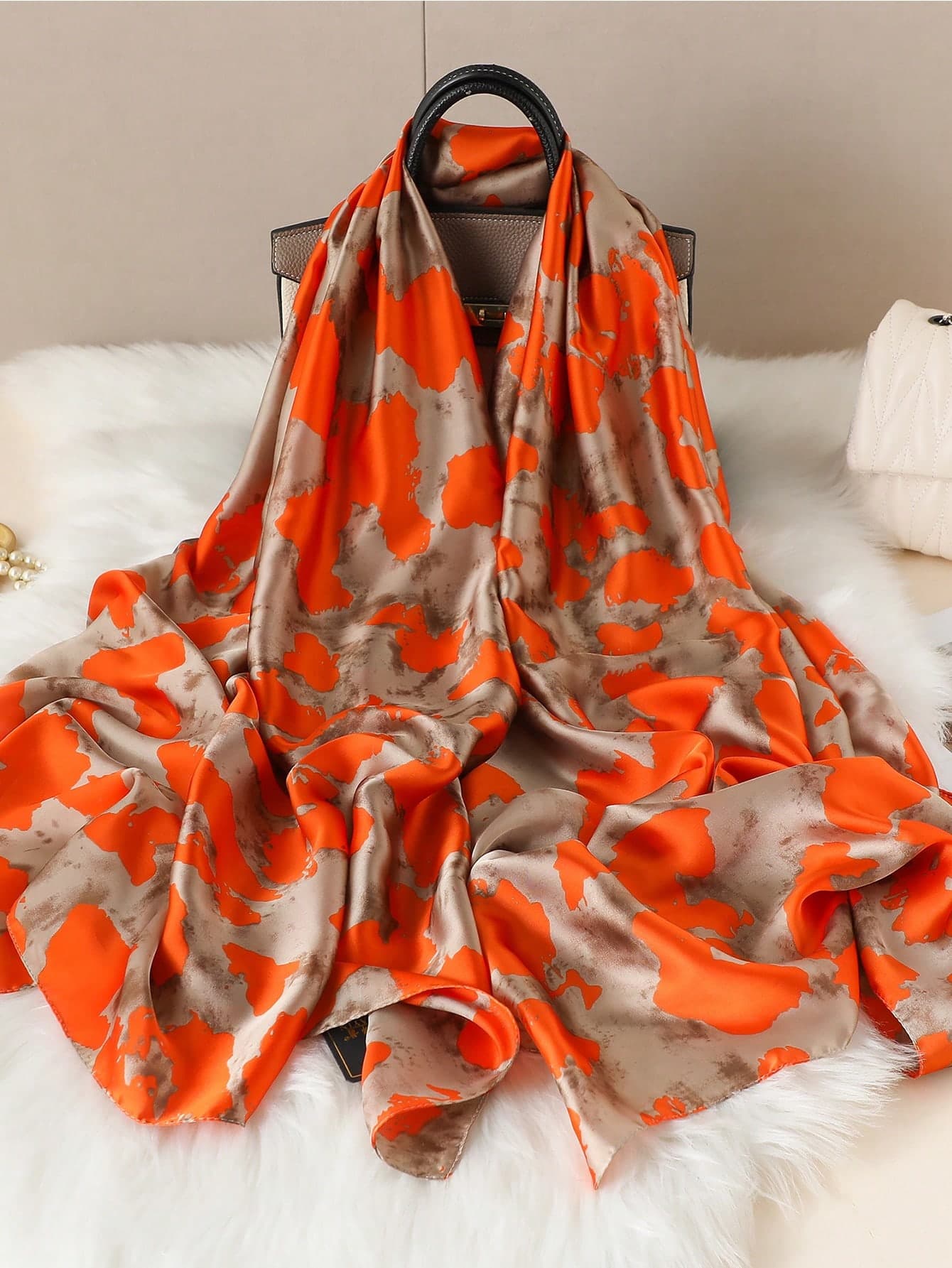 1pc Floral Print Scarf, Elegant Outdoor Sun Protection Romantic Style, Suitable For Outdoor Travel, Can Be Used As Headband, Hair Tie, Hair Hoop, Ideal For Self-Decoration