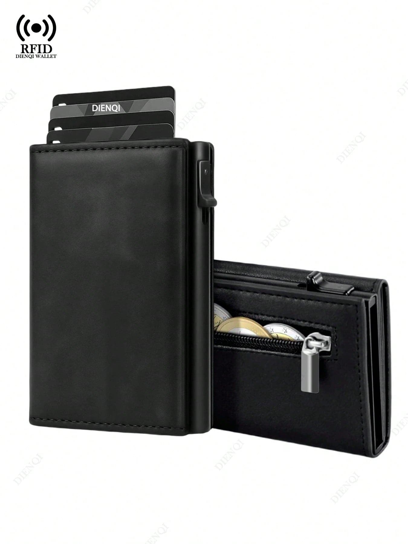 RFID Credit Card Holder Wallet, Men's ID Card & Bank Card Holder, Aluminum Alloy Ultra-Thin Minimalist Wallet, Clutch, Smart Wallet, Suitable For Men, Holiday Gift, Anniversary Gift, Birthday Gift, Accessory, Black Wallet