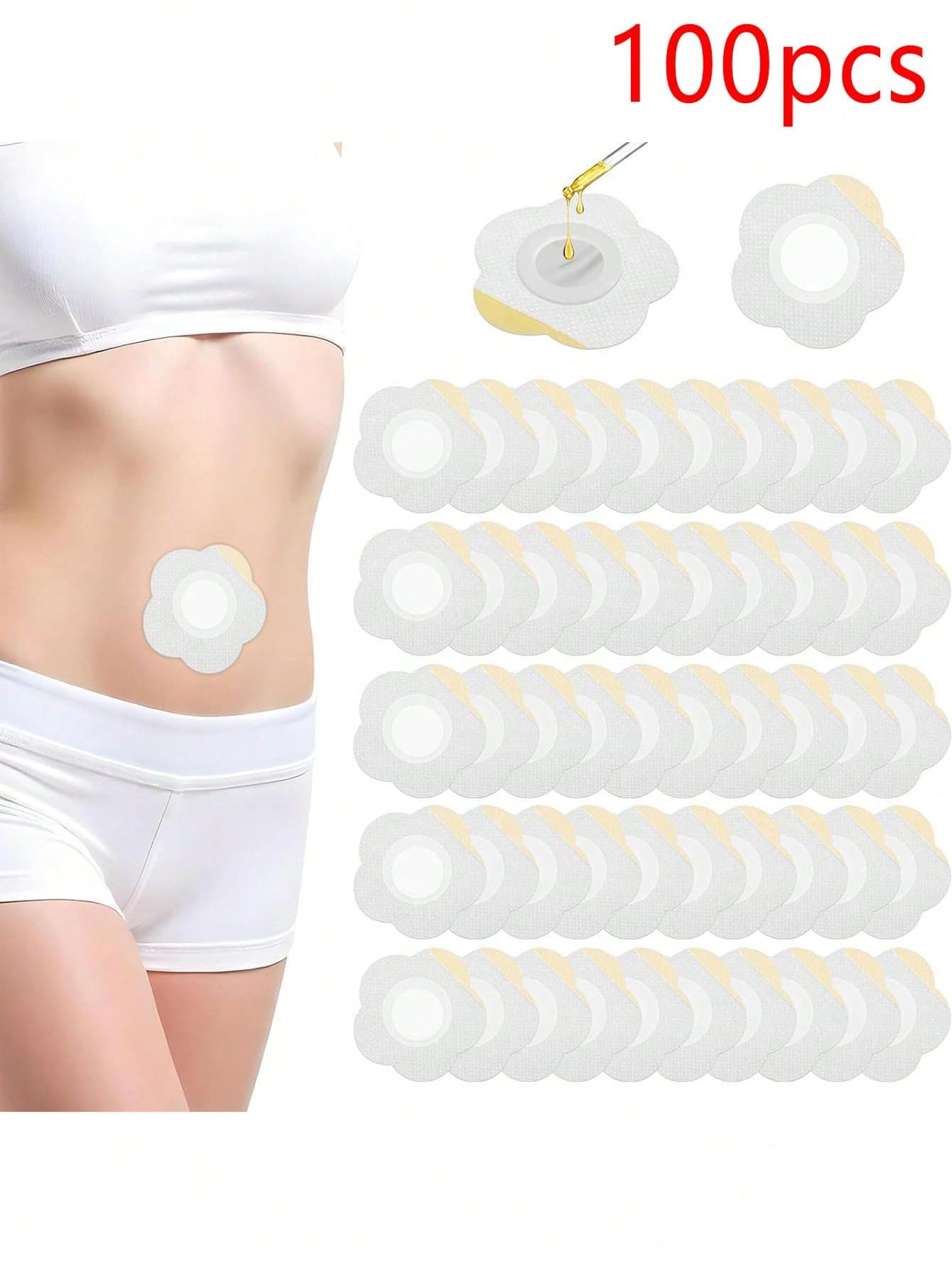 100/80/50/30/15pcs Disposable Castor Oil Belly Button Patches, Made Of Breathable Non-Woven Fabric, Unisex (Oil-Free)