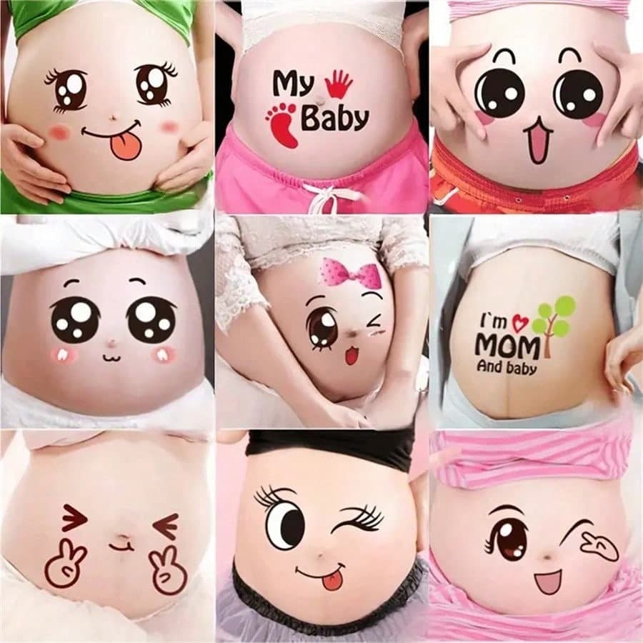 9pcs Pregnancy Belly Stickers - Hilarious Facial Expression Designs To Track Babys Growth, Adorable Maternity Stickers For Celebrating Pregnancy, Perfect Memorable Photos & Unforgettable Gifts For Expectant Moms Baby Shower Family Decorations Gifts Baby Shower Easter Gift Things For Girls/Boys
