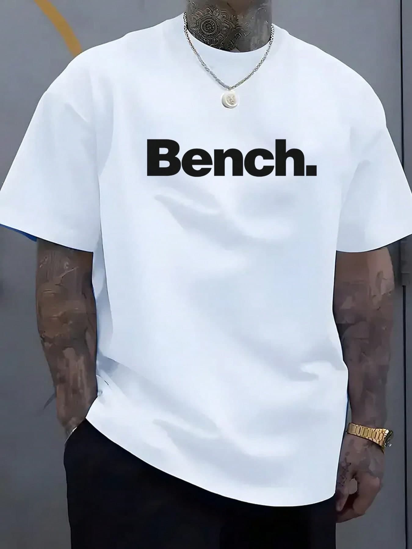 Men's Casual Letter Print Round Neck Short Sleeve T-Shirt