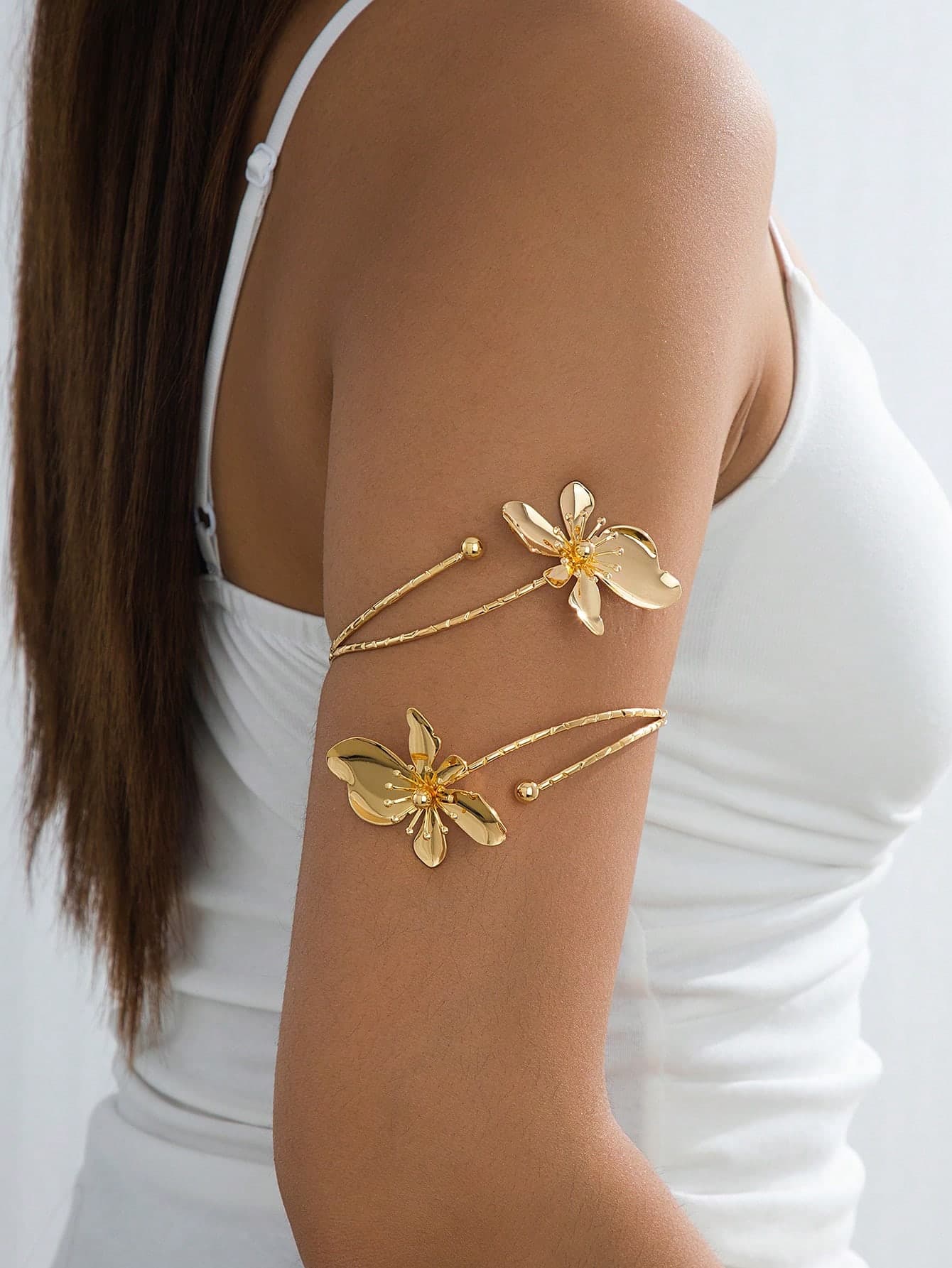 1pc Alloy Enamel Flower Openable Bangle Bracelet, Simple Elegant Fashion Elegant, Suitable For Mother's Day Gift, Party, Banquet, And Daily Wear