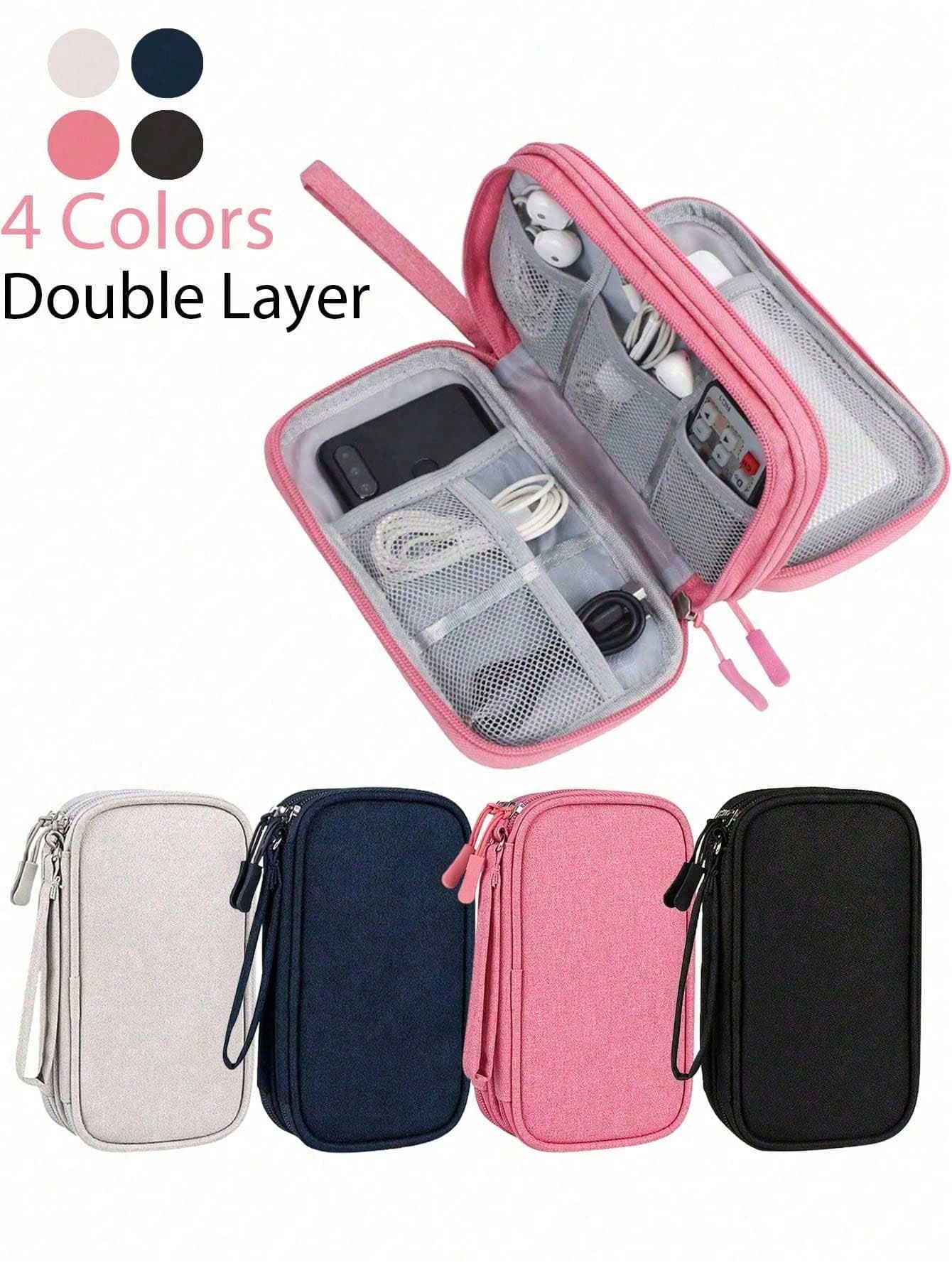 1pc Minimalist Solid Color EVA Digital Storage Bag, Can Store Earphones, Cables, Chargers, Power Banks, Unisex Travel Essential, Portable, Lightweight