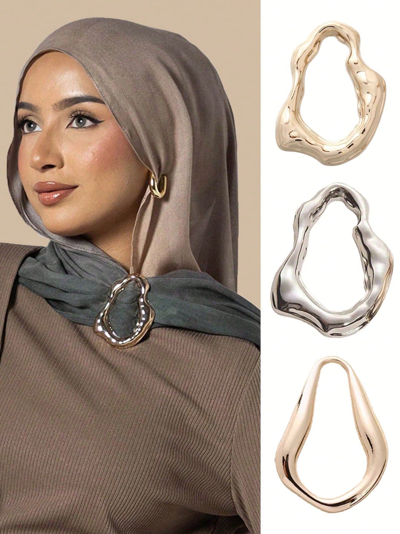 3pcs/Set New Asymmetric Water Drop Shaped Scarf Clips, Headscarves And Other Accessories