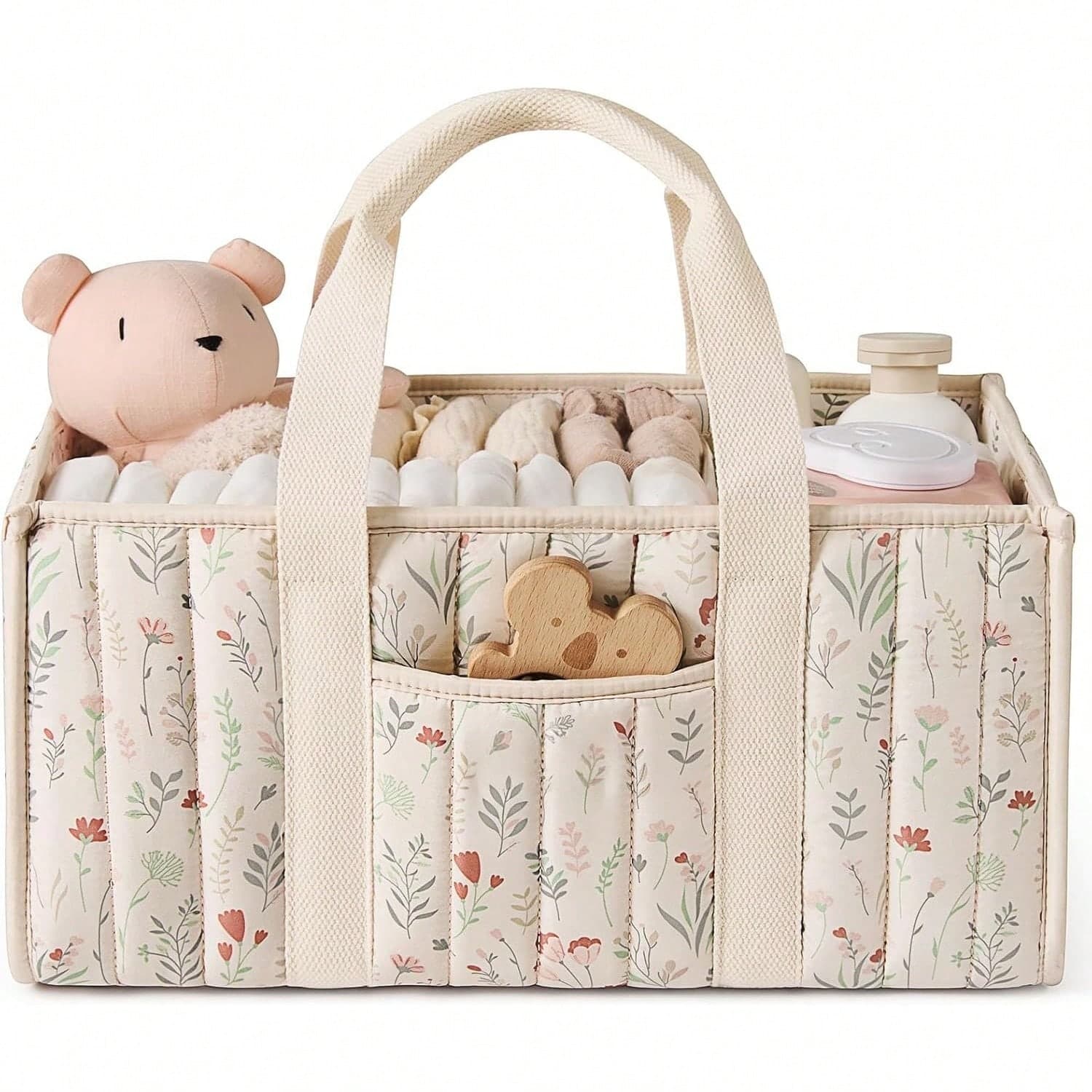1pc Floral Diaper Caddy Organizer,Stylish Nursery Storage Basket-Gift For Baby Shower,Baby Registry Must Have,Newborn Essentials,Baby Caddy Organizer