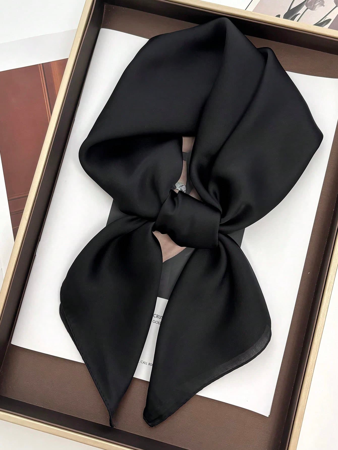 1pc Women Satin Bandana Scarf Square Solid Color Head Wrap