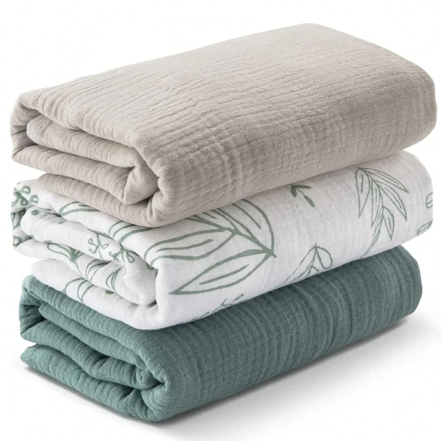 3pcs/Set Newborn Cotton Muslin Swaddle Blankets, Breathable & Soft, Can Wrap Baby And Burp, Essential For Baby Christening, Also A Great Gift For Infants
