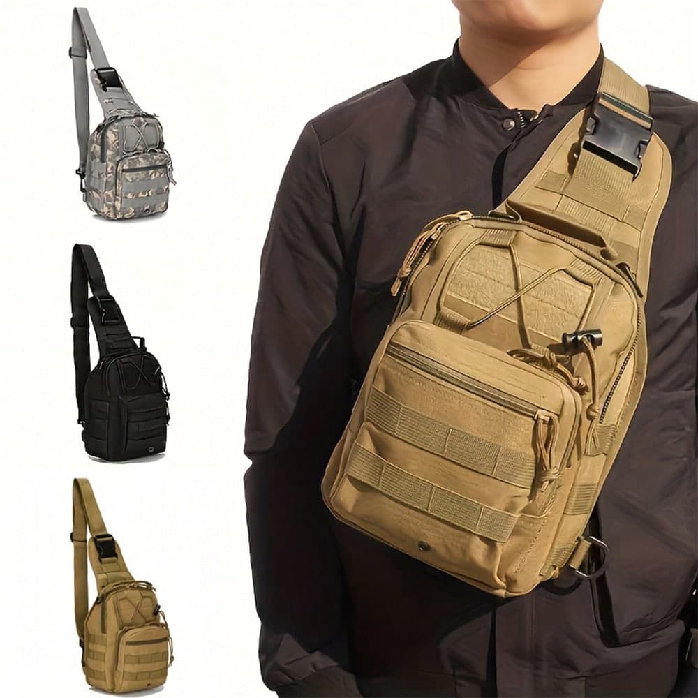 NYXIA Men's Camouflage Chest Bag, One Shoulder Crossbody Bag, Oxford Cloth Hiking Camping Fishing Chest Bag, MOLLE System Multi-Function Outdoor Sports Bag