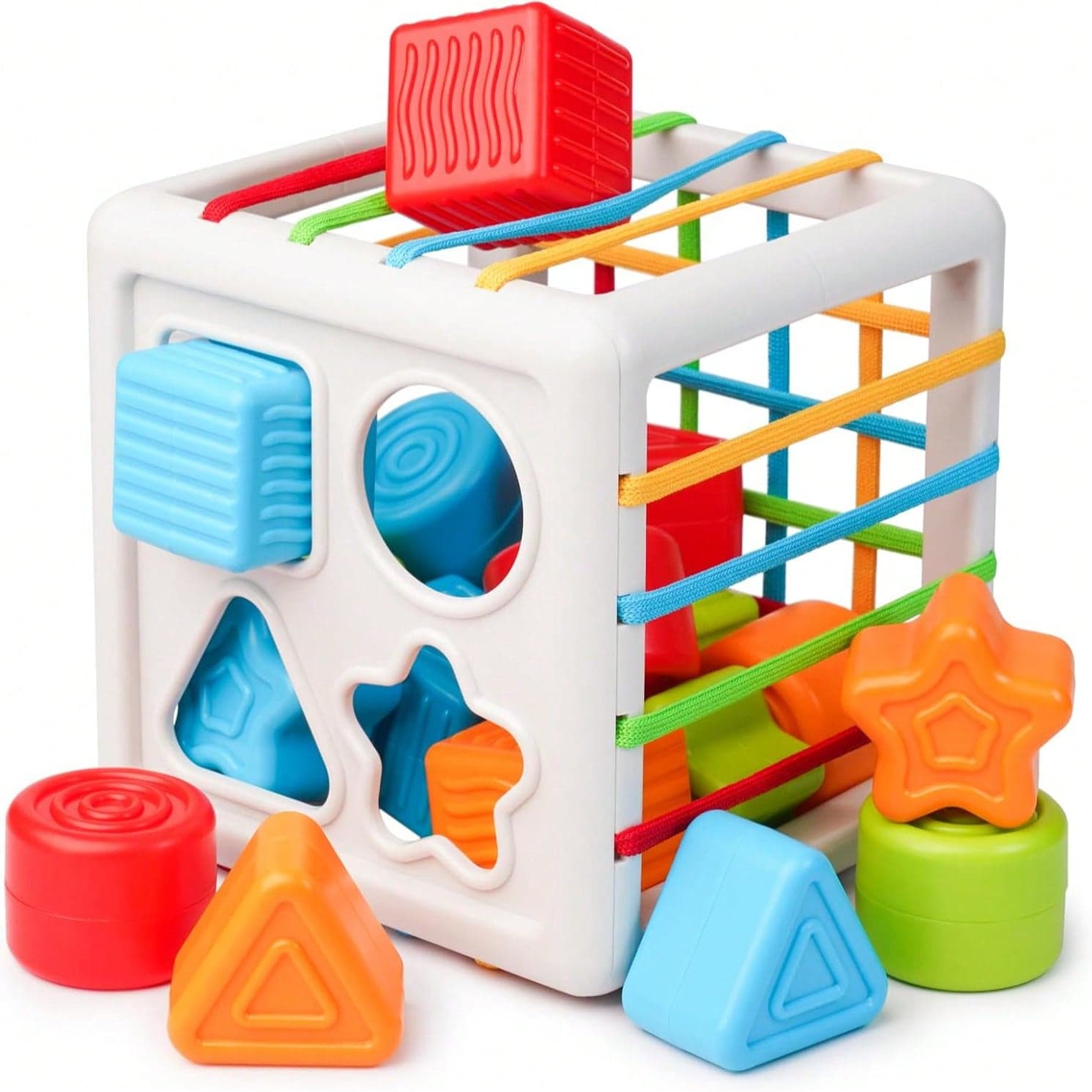 8pcs/Set Montessori Sensory Learning Toys For 1+ Years Old, Shape Sorting Puzzle Blocks Developmental Fine Motor Skills Gift For 18+ Months Boys & Girls