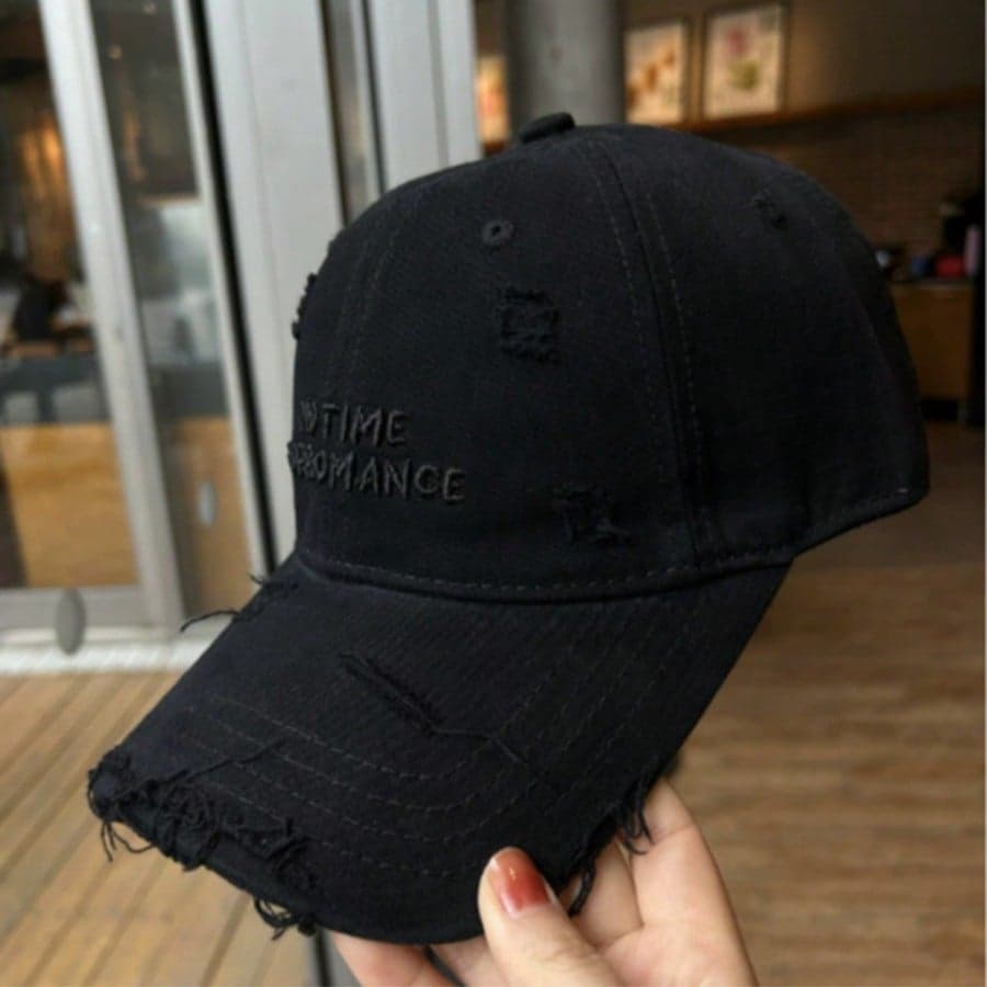 DAZY 1pc Letter Embroidered Distressed Baseball Cap, Women, Oversized Wide Brim Soft Top Sun Hat