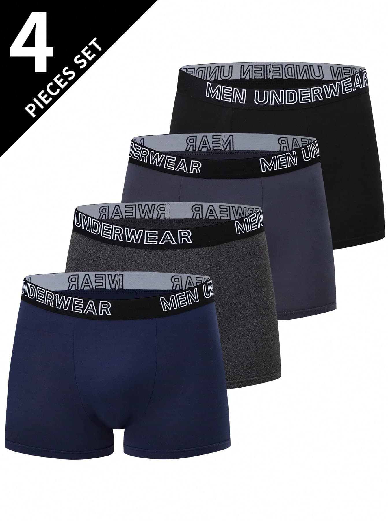4pcs/Pack Teen Boys' Boxer Briefs, Mid-Rise Trunks For Boys Aged 12-18 Years Old