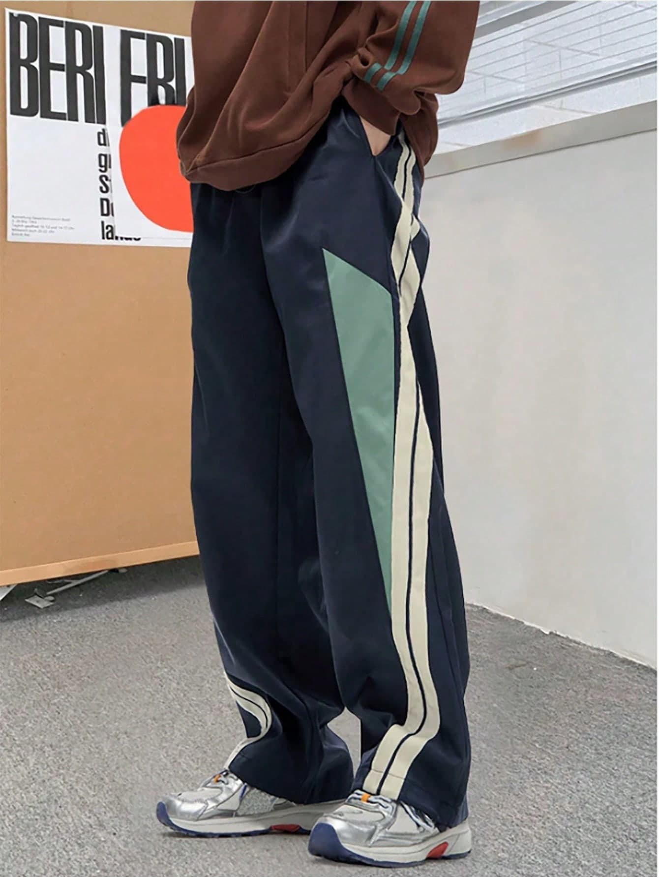Teen Boys Loose Fashion Pants, Drawstring Waist, Lightweight Polyester, All-Season Daily Wear