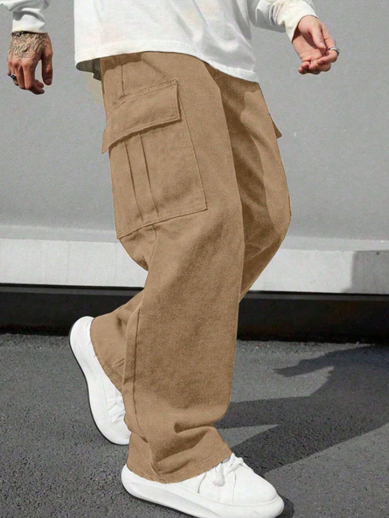 1pc Teen Boy Casual Sports Outdoor Polyester Cargo Pants With Large Pockets, Spring ,Summer& Autumn, For Back To School,Lightweight Style,Thin Fabric