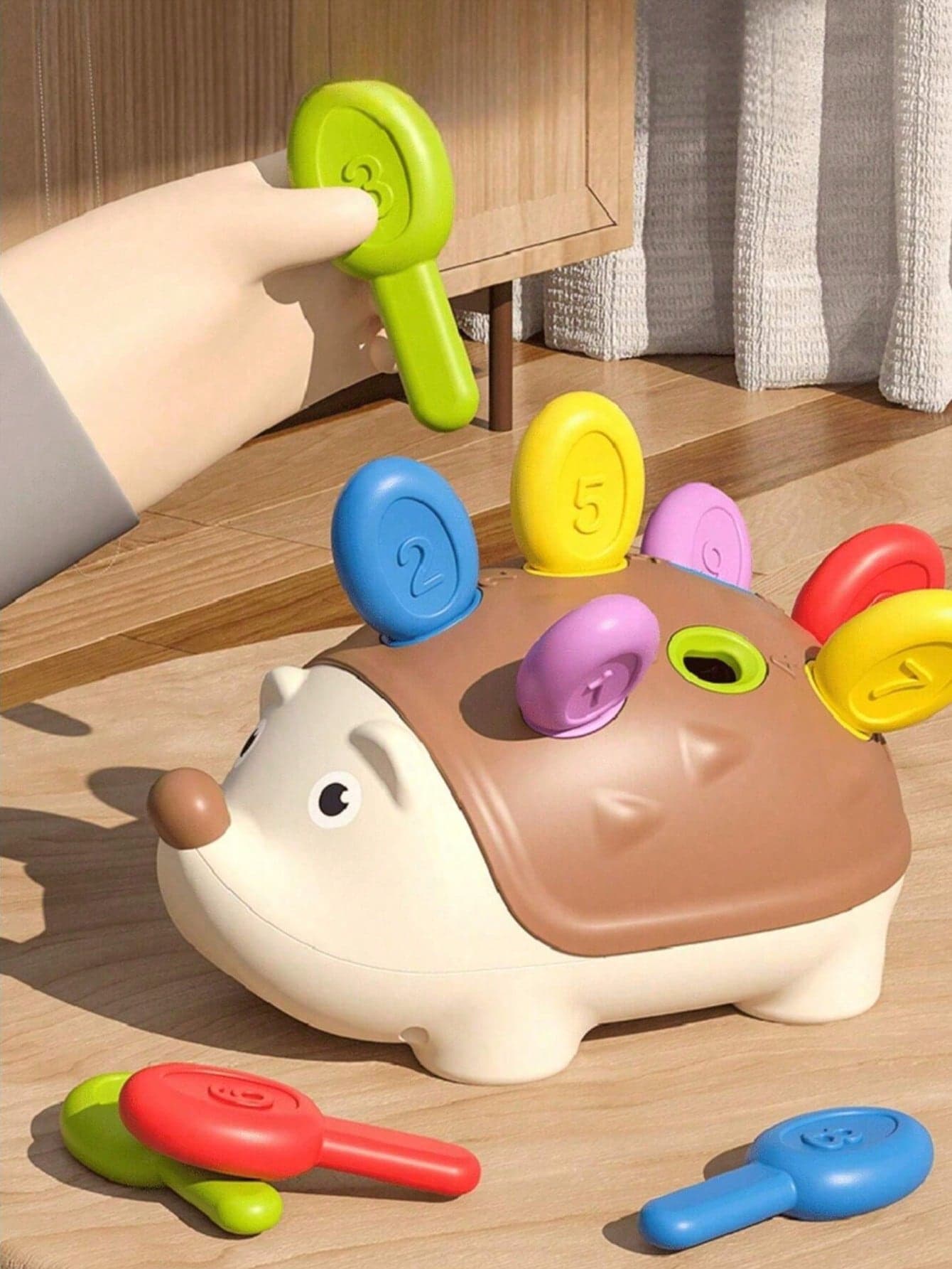 1 Set ABS Hedgehog Shaped Training Toy - Enhances Hand-Eye Coordination, Problem Solving And Critical Thinking - Teaches Colors And Numbers - Suitable For Parent-Child Interaction Early Education Toy, Baby Birthday Party Gift