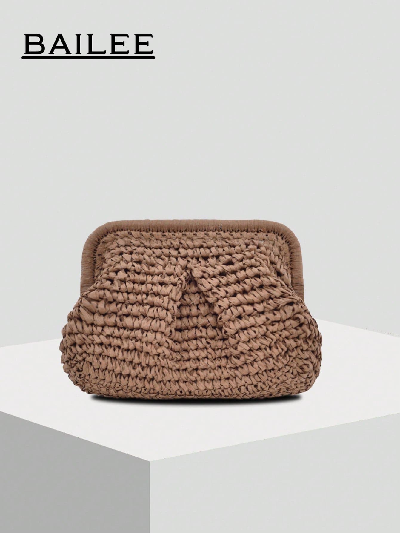 1pc Women's Summer Woven Crossbody Bag With Tassel Chain, Shoulder Paper Woven Beach Tote Bag,Straw Bag