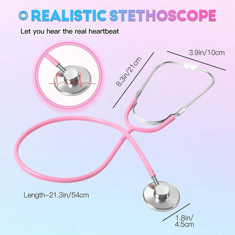 Aluminum Children's Stethoscope Toy - Realistic Working Acoustic Function, Doctor Role Play Costume Accessory, Simulation Medical Toolkit Gift For 3-8 Years Old Boys And Girls