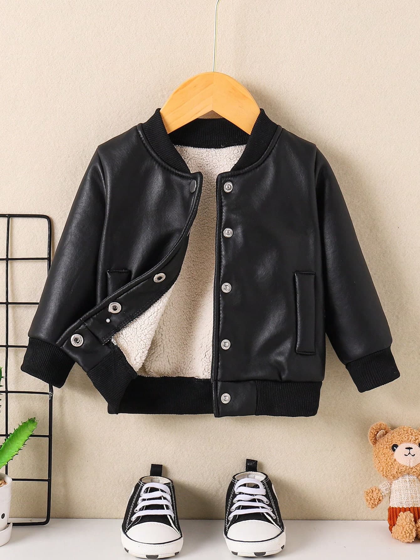 Baby Boys Casual Soft Thermal Lined Baseball Jacket, Warm, Soft, Easy Care Baby Boy Outdoor Play & Daily Wear Windbreaker, Autumn/Winter