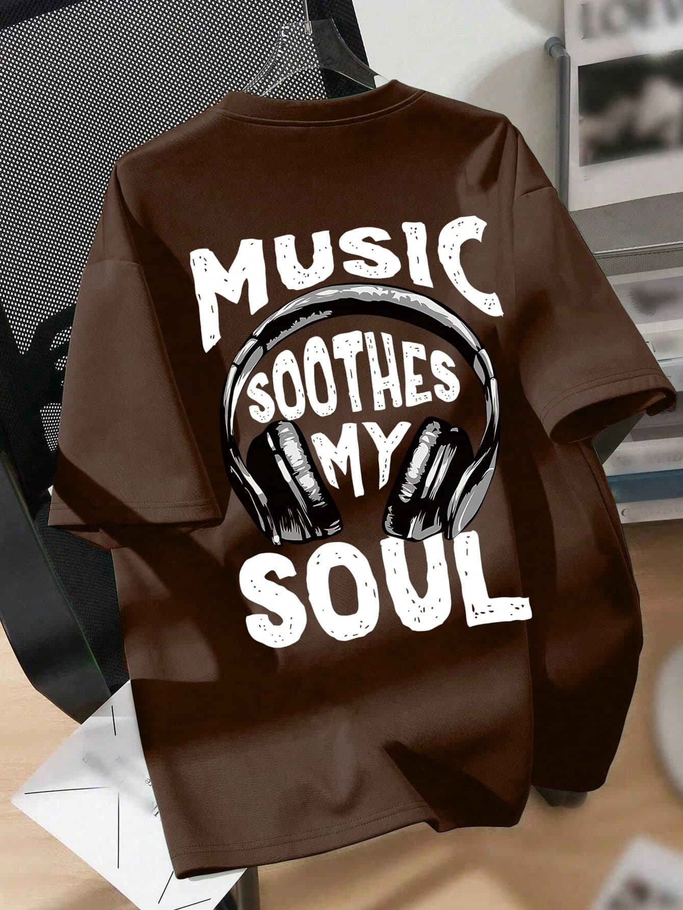Teen Boys Minimalist Casual Music Style Artist Headphone Print Crew Neck Short Sleeve Pullover Top Summer New Arrival