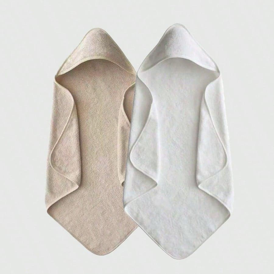 2pcs Baby Hooded Bath Towel, Super Soft Coral Fleece Absorbent Children's Solid Color Bathrobe, Newborn Baby Autumn/Winter Bath Cloak Robe, Machine Washable - Perfect Gift For Baby Shower