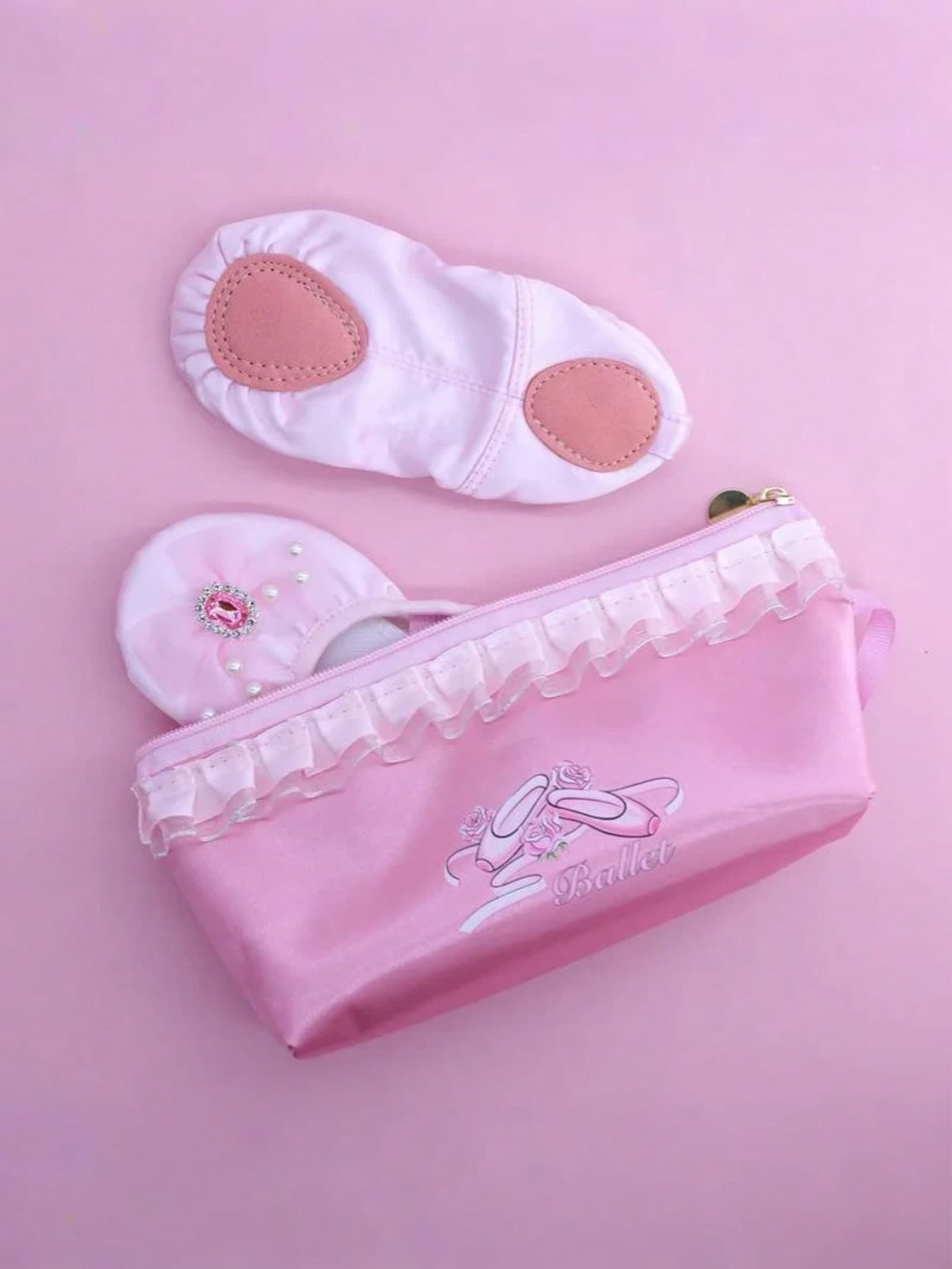 1Pc Pink Dance Shoes Storage Bag Zipper Mesh Pocket Shoe Pouch Ballet Organizer Handbag Pouches Dancing Shoes Bags