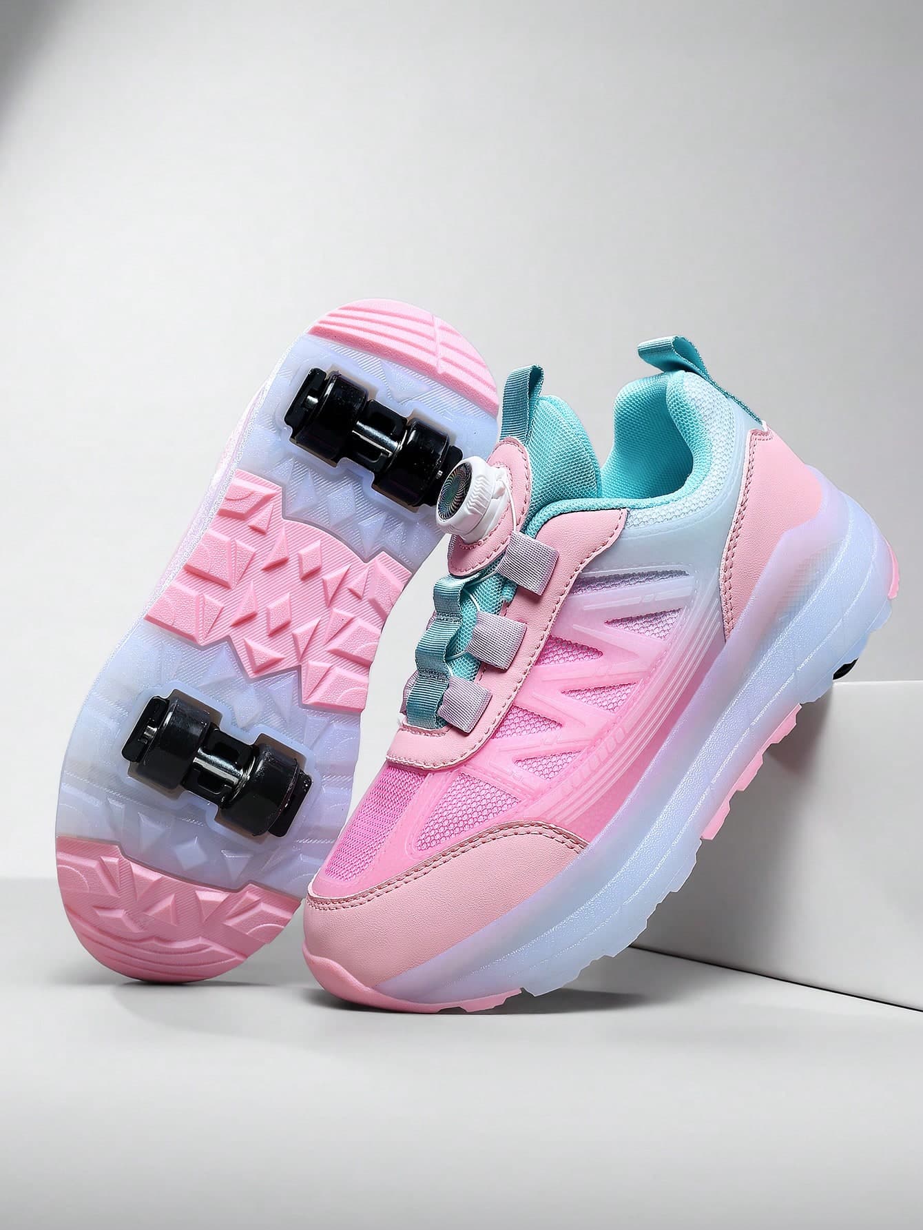 Upgraded Multifunctional Roller Skate Shoes For Teenagers, Spring & Autumn, Enhanced Stability, 4-Wheel Detachable Design, Suitable For Daily Wear, Roller Skating Sports