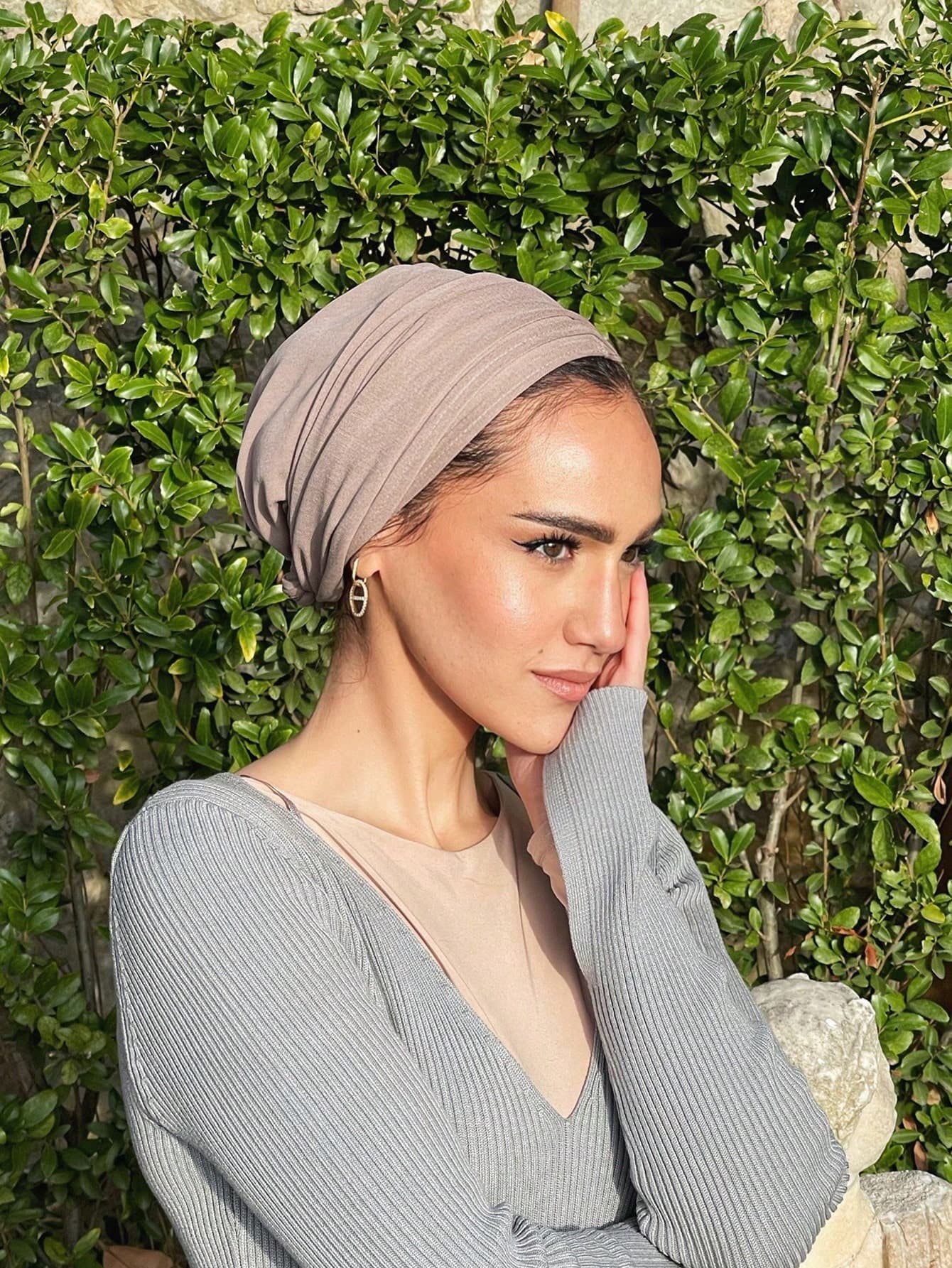 1pc Women's Easy Hijab Instant Classic Basic Solid Color Headscarf, 3 Different Wearing Styles, Multipurpose Practical Stretchy Modal Cotton Fabric, Comfortable Soft Skin-Friendly, Suitable For Daily Outings, Sports, Yoga