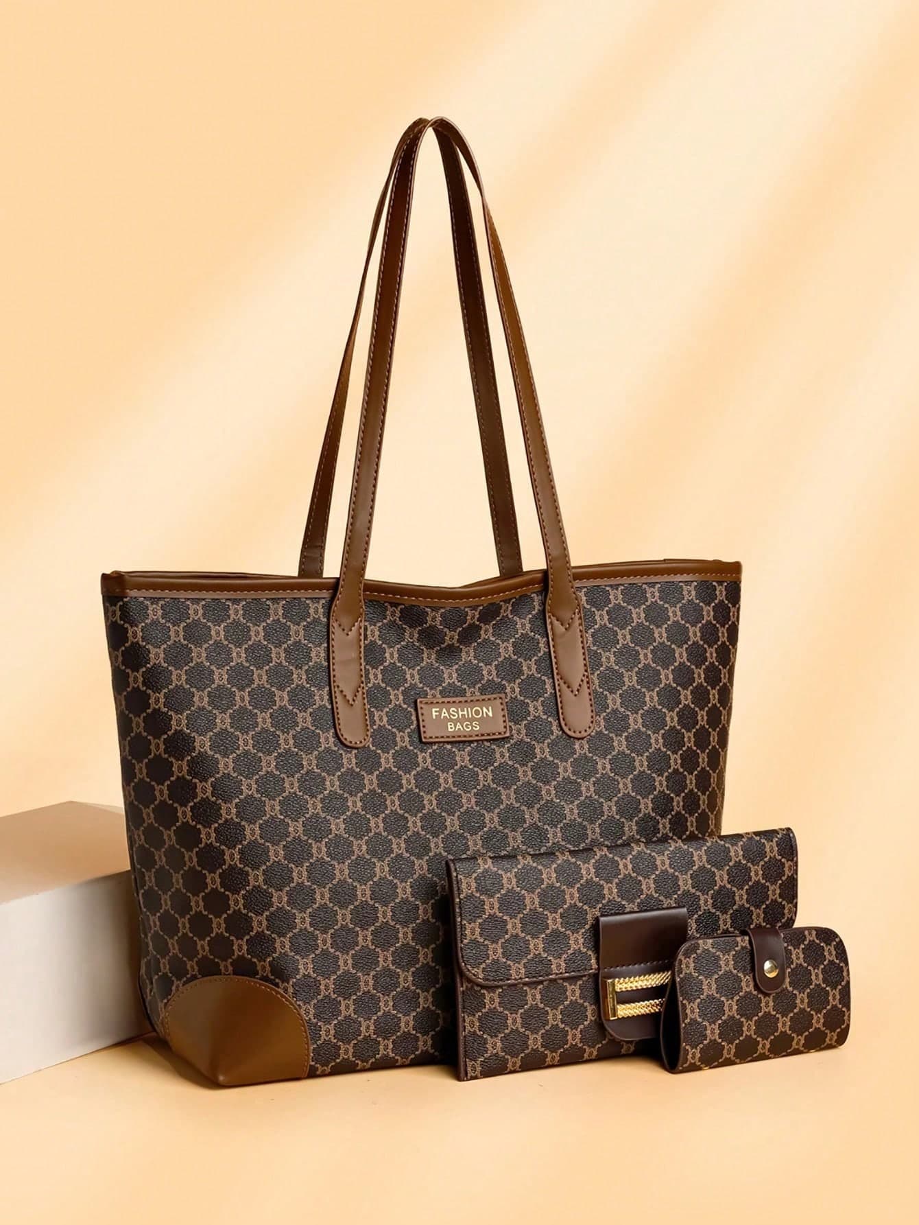 3pcs High-Quality Lightweight Luxury Tote Bag Set, Fashionable Casual Shoulder Underarm Bag With Floral Print